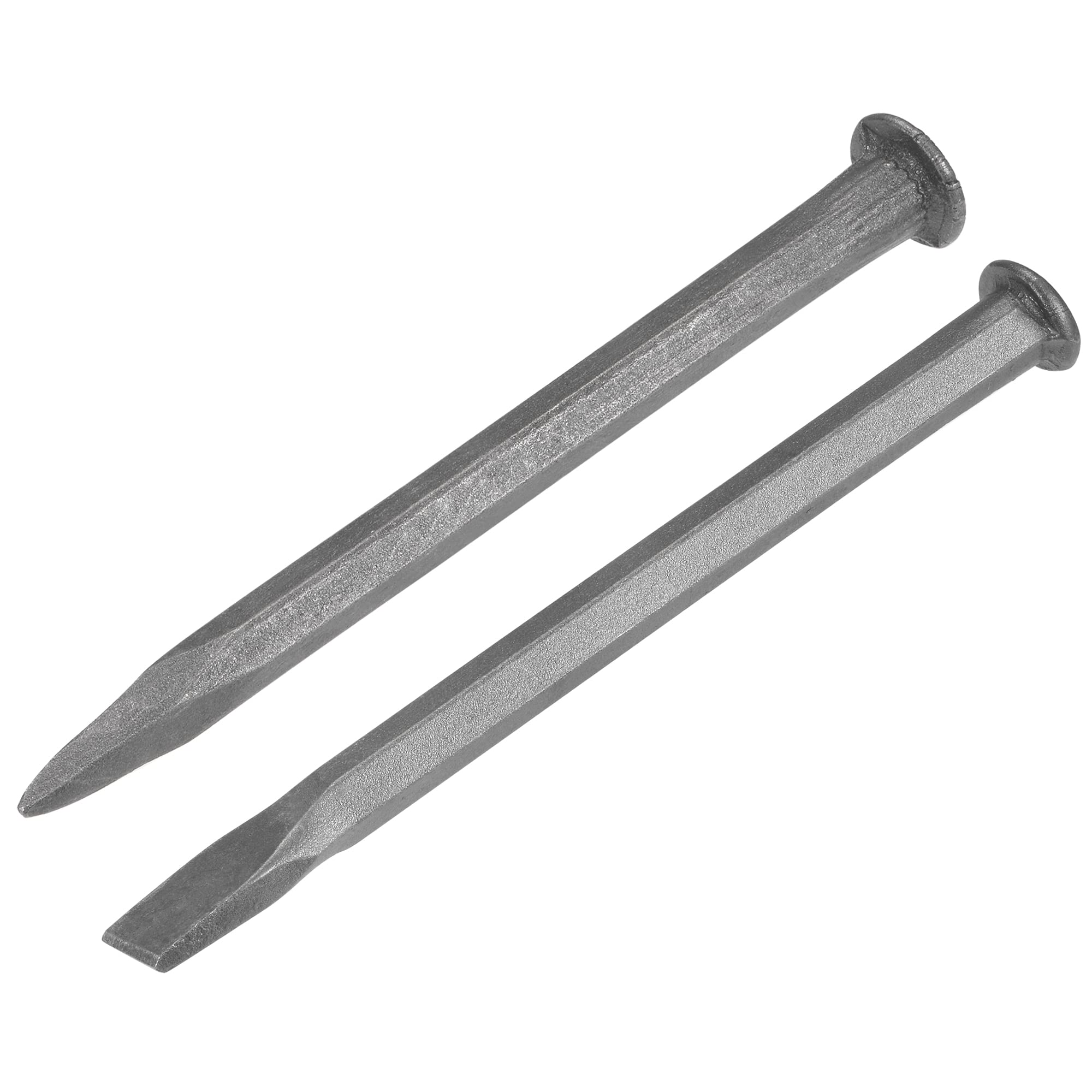 uxcell Cincel de albañilería para roca 9.8 "plano+punta tallada cabeza arena voladura medio acero al carbono para tallar piedra rompiendo hormigón 1 Unidades
