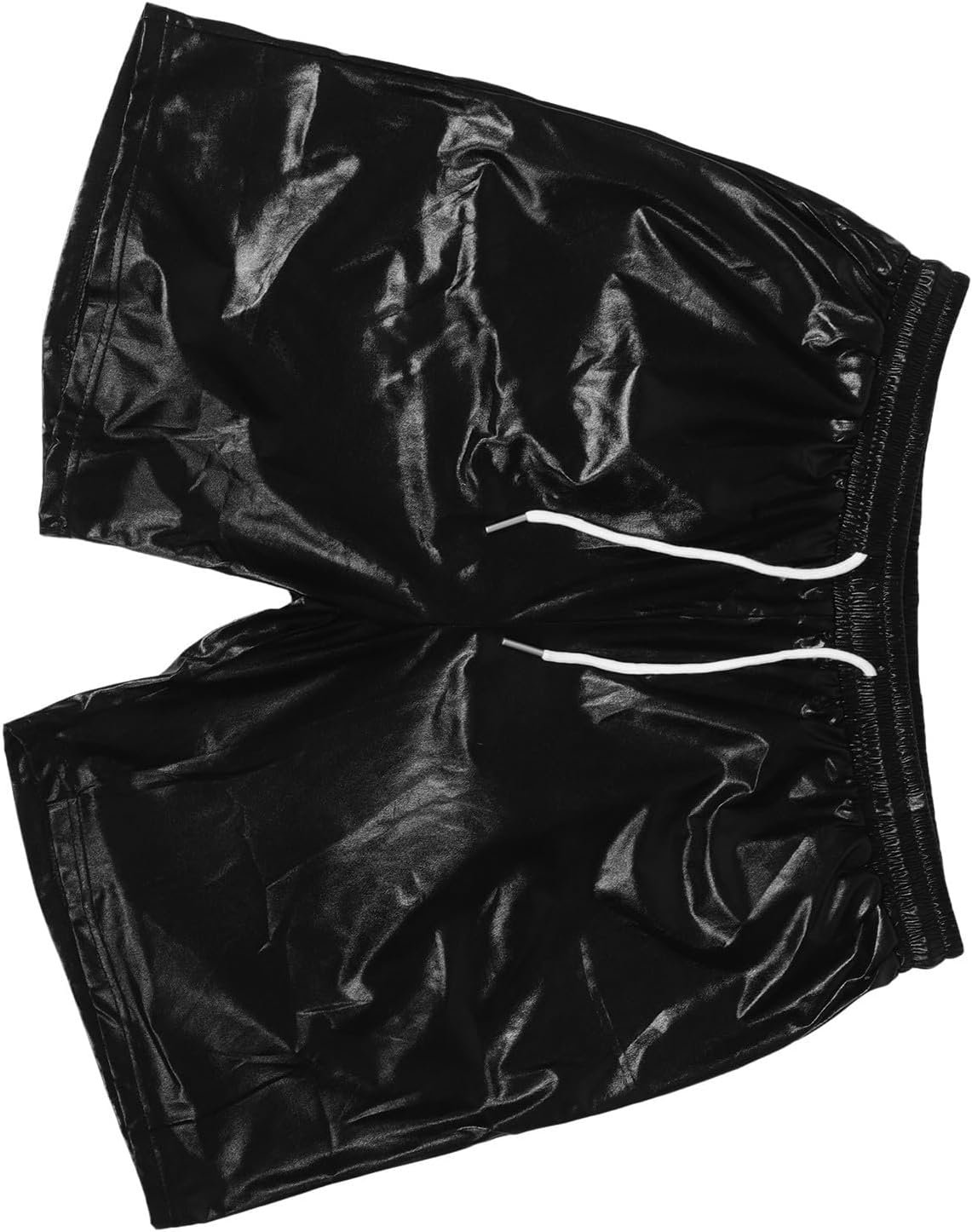 POPETPOP Men Metallic Shiny Disco Shorts Black Polyester Breathable Pants for Nightclubs and Stage Performances Trendy with Unique Design
