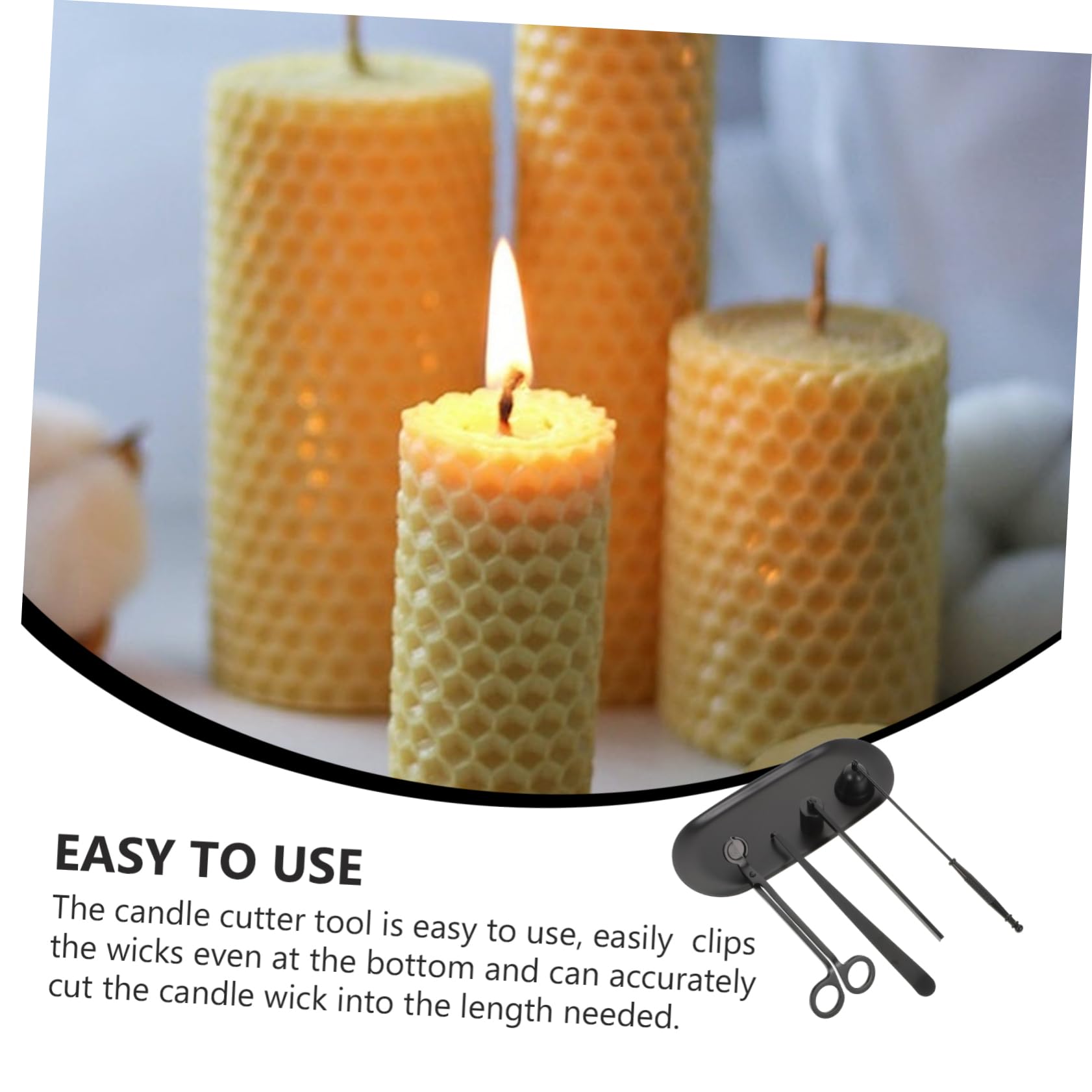 Happyyami 1Set Elegant Candle Care Tool Set Wick Trimmer with Long Handle Dipper Snuffer for Cleaner Burn Candle Enthusiasts