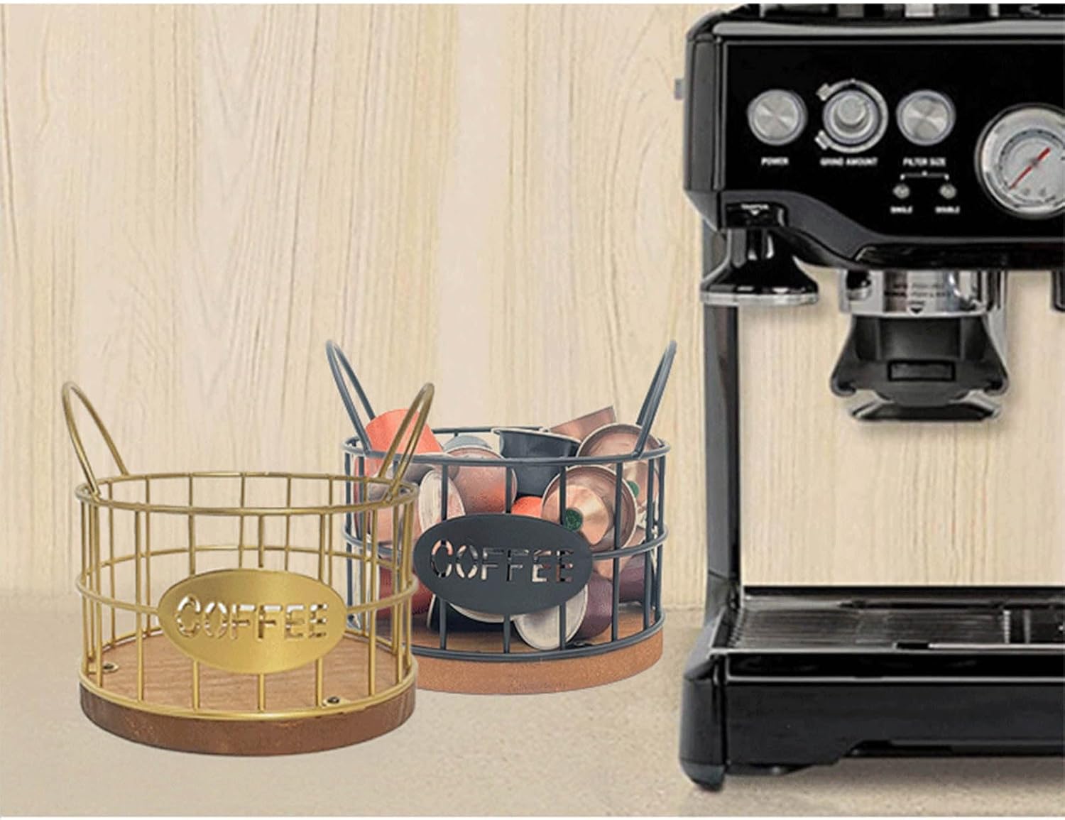 Coffee Storage Rack Mug Shape Pods Holder Station Organizer For Counter Stylish Storage Basket Matte Bronze Finish Coffee Organizer