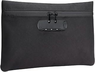 Geruchsdichte Tasche Groß Safe Bag Tragbarer Tresor Wasserdichte Tasche Geruchsdichte Geldbeutel Tasche mit Zahlenschloss Dokumententasche Money Box Verschließbare Box Schwarz für Agerung