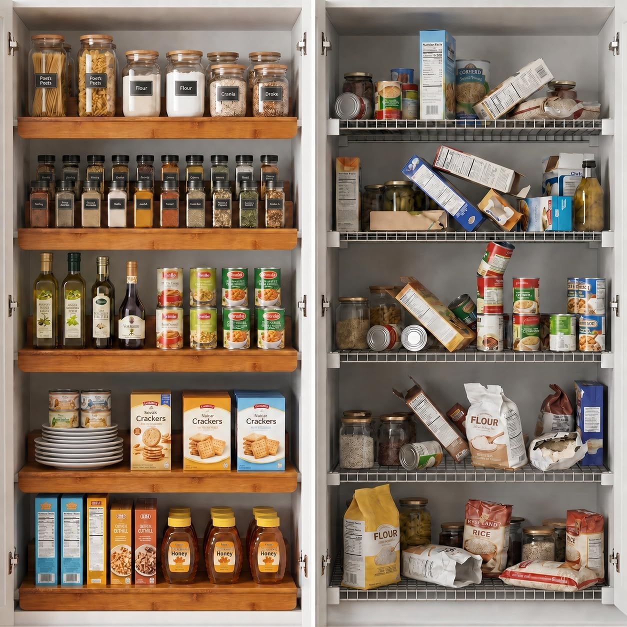 Wire Rack Covers for Shelves 5Pcs, Bamboo Wire Shelf Covers, Advanced 3-Layer Cross-Laminated Wood Shelf Covers for Wire Shelving, Tool-Free Snap-On, for Pantry Closet Kitchen (28" W x 16" D) image 4