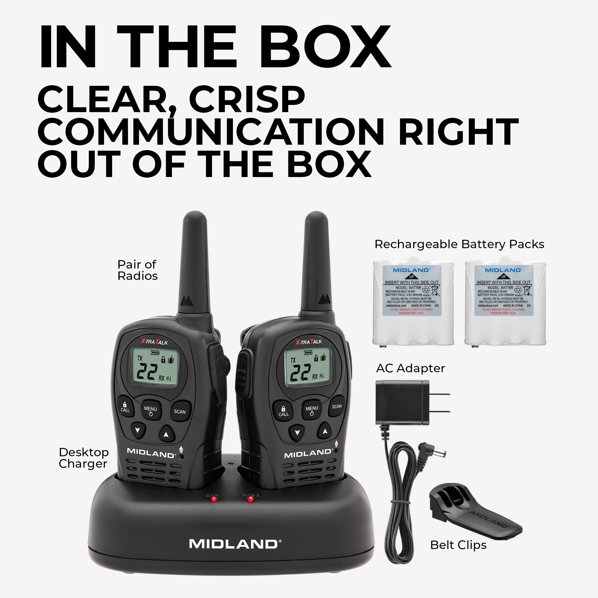 MIDLAND LXT500 トランシーバー 4台セット Amazon.com: Midland - LXT500VP3, 22 Channel FRS Walkie Talkies