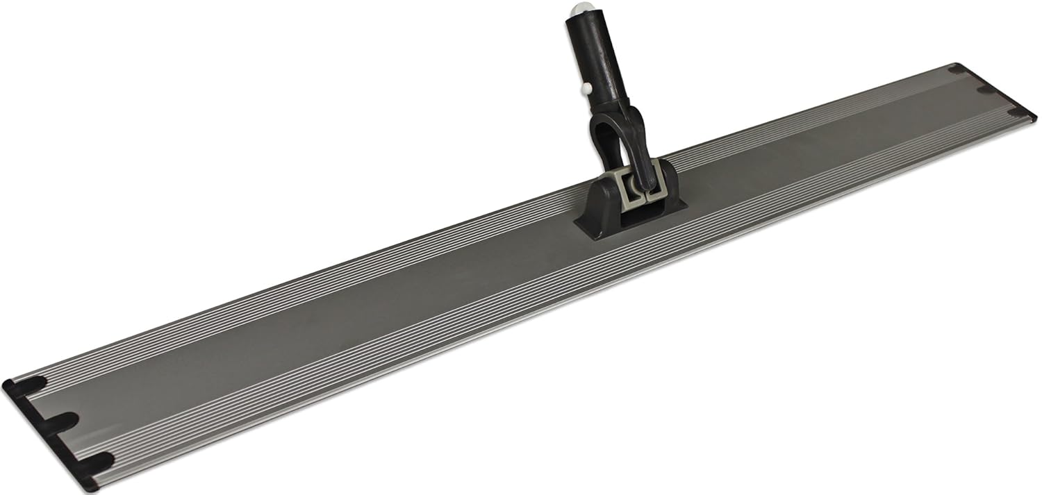 CleanAide Flat Mop Plate Frame for Microfiber Pads, Commercial-Grade Aluminum with 360° Swivel, Hook and Loop Fastening, Lightweight and Durable, Gray, Frame Only, 24 Inches