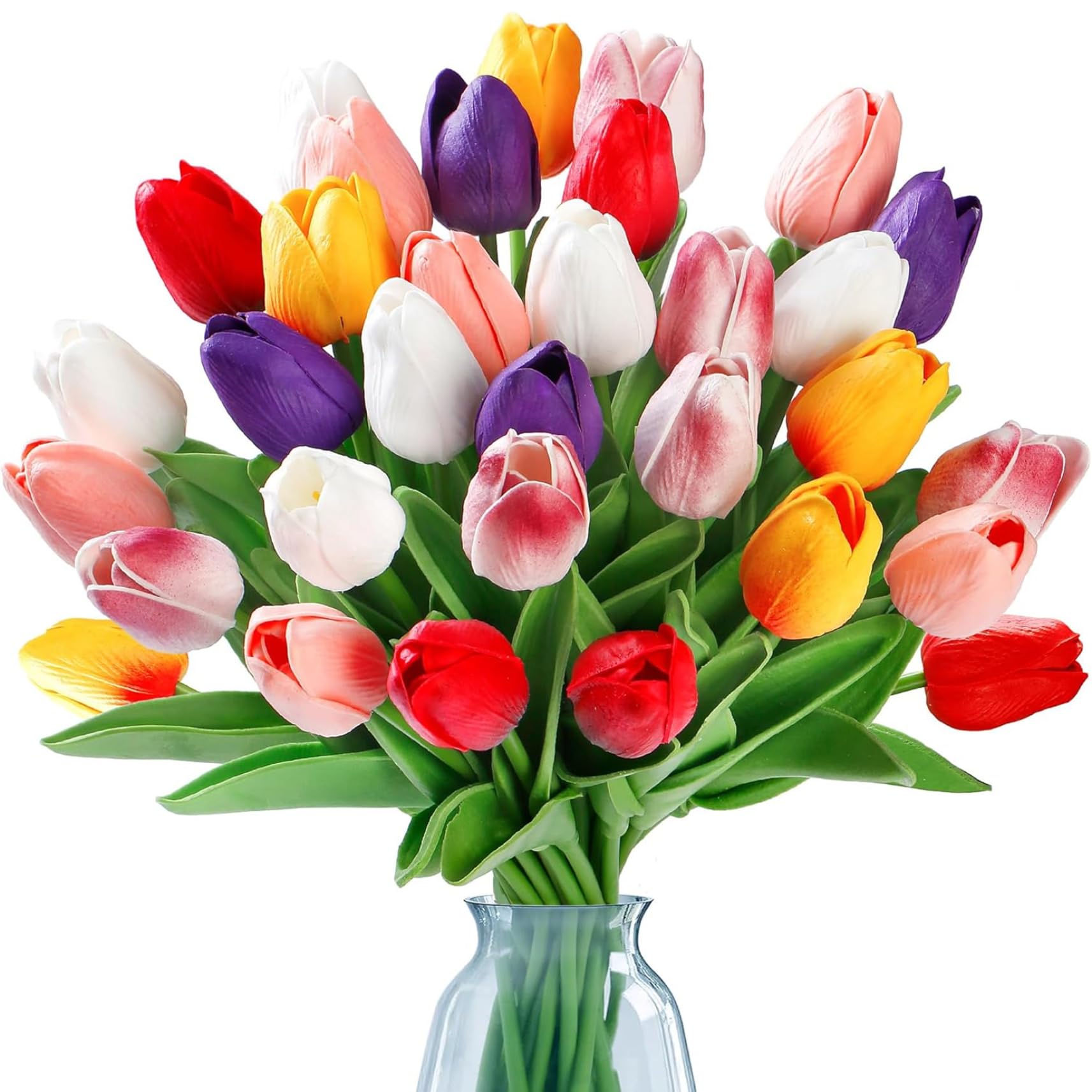 Tulipanes artificiales decorativos de 35 cm y flores artificiales de PU en colores surtidos