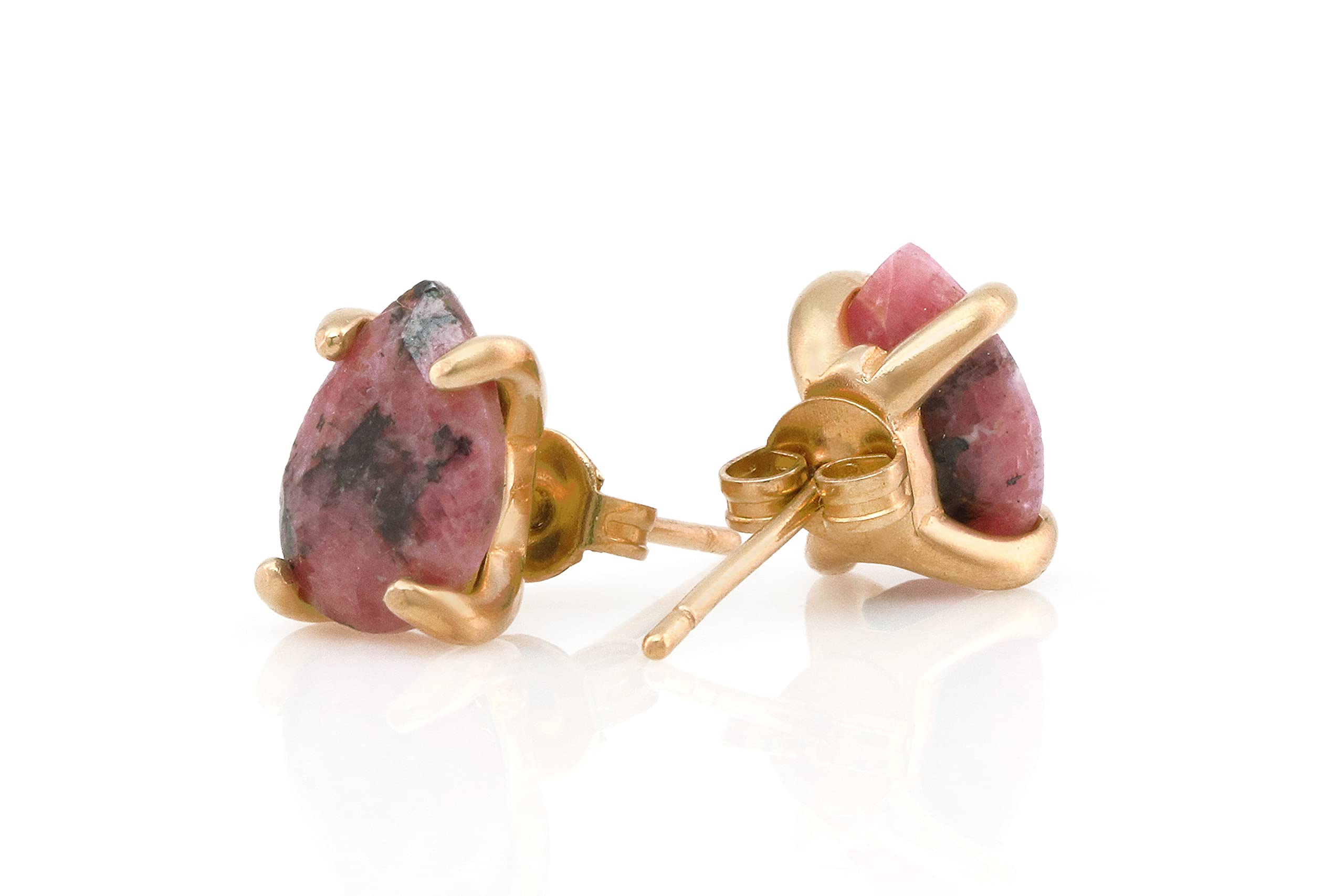 Anemone Pera Rodonite Orecchini - Gemma Naturale Orecchini per Tutti i Giorni, Orecchini Fatti a Mano, Orecchini Moda - Gioielli Personalizzati per Signore - Orecchini Artigianali con Scatola Regalo