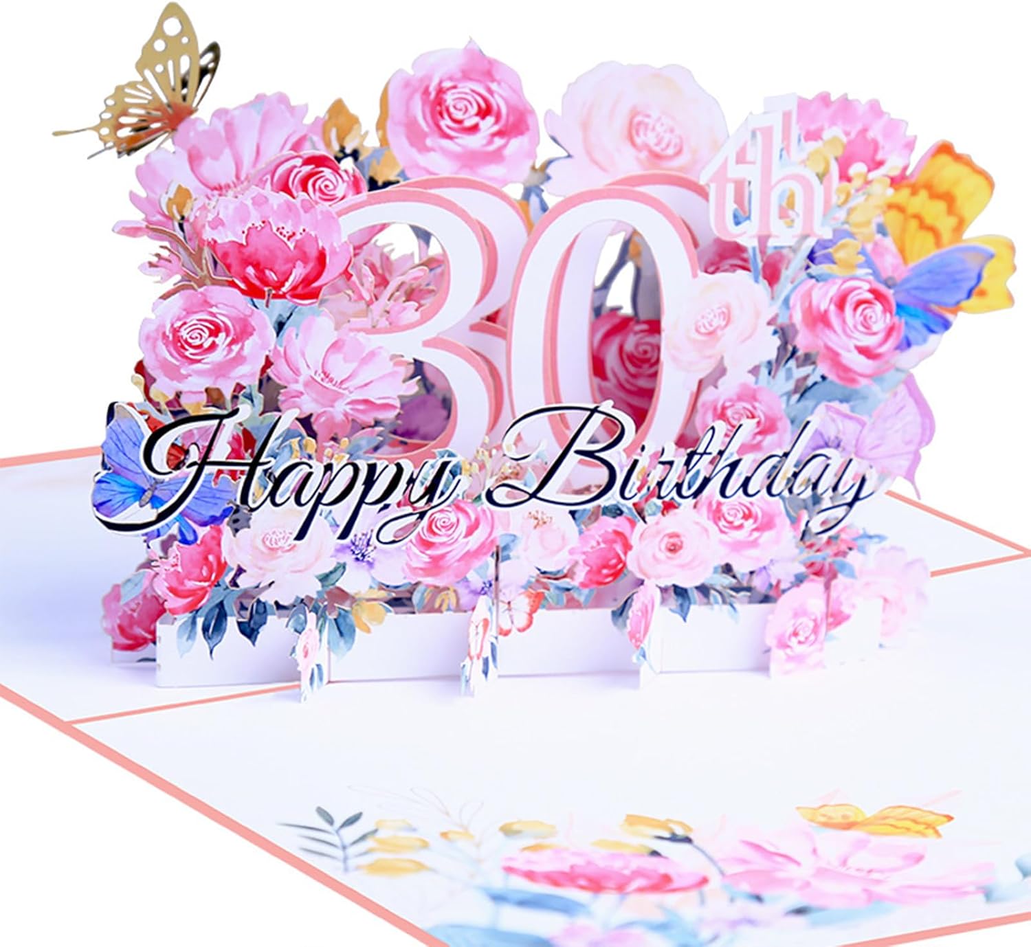 ENLACE Birthday Card 30 Woman Man 3D Flower Pop Up Card Birthday Greeting Card, Gift 30th