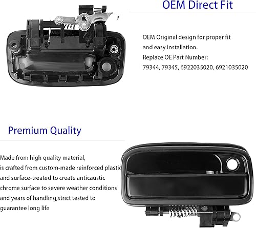 Miniatura 2 de Reemplazo de manija de puerta lateral delantera izquierda para conductor y pasajero derecho para Toyota Tacoma 1995 1996 1997 1998 1999 2000 2001