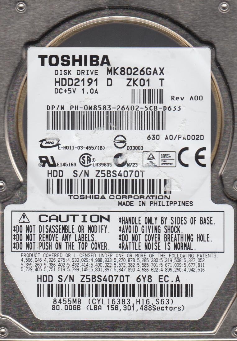 PCパーツ Toshiba mk8026gax 80 GB PCパーツ Toshiba mk8026gax 80 GB Amazon.com: Toshiba