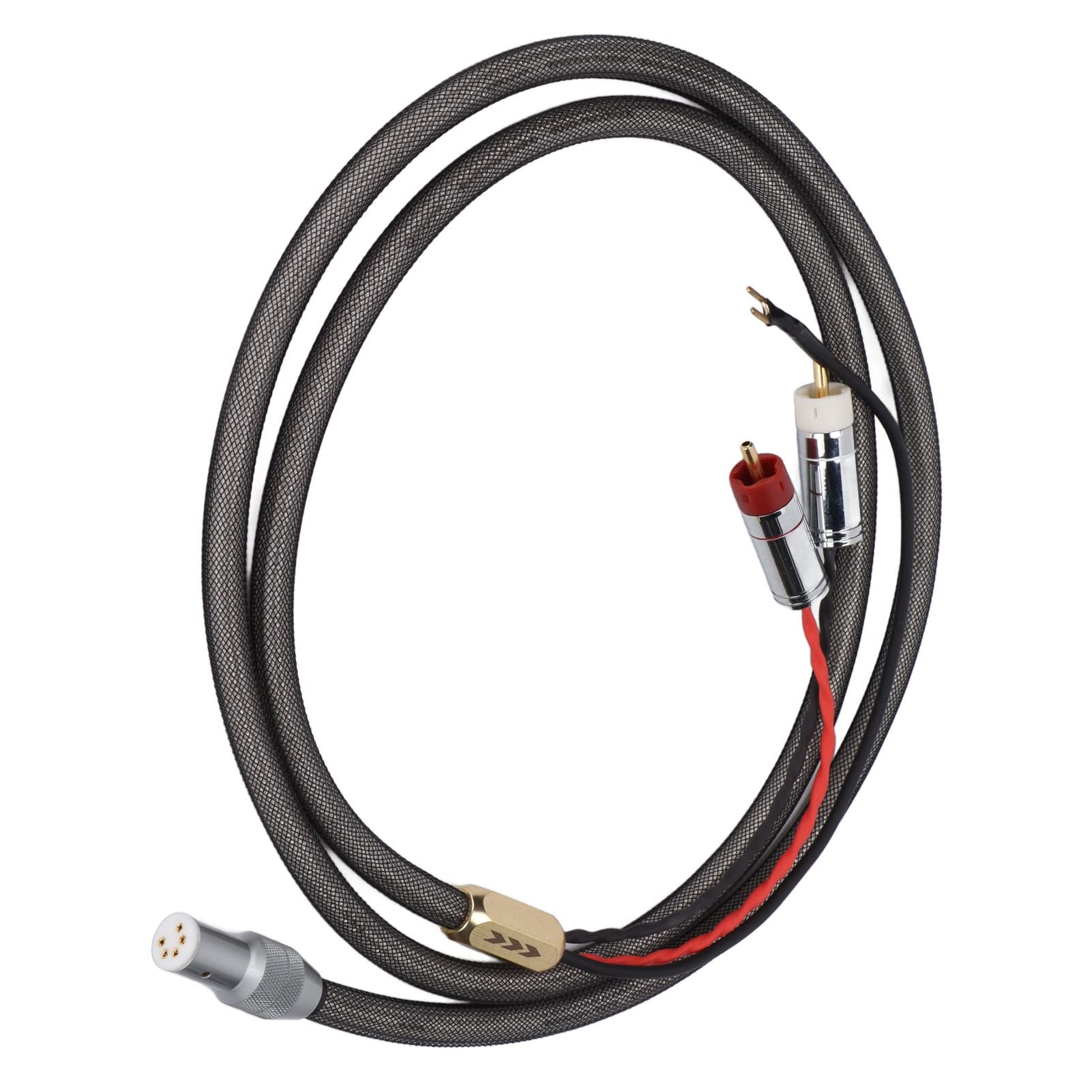 ASHATA Cavo per Giradischi, XS-0609 Cavo per Braccio in Vinile con Cavo di Terra/Terra Cavo Placcato in Argento a 5 Pin XLR per Giradischi in Vinile(1,5 M)