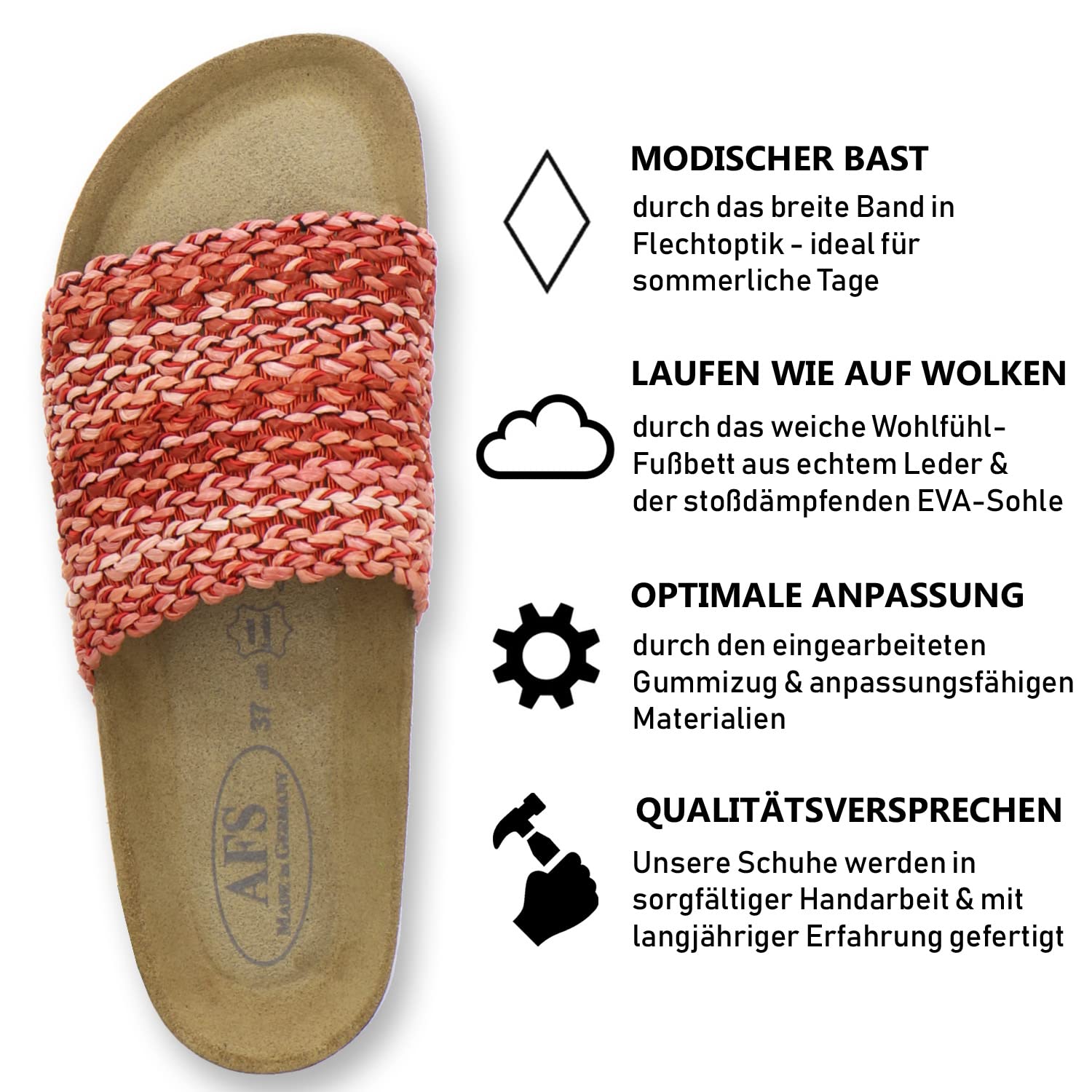 AFS-Schuhe 2101, ciabatte da donna alla moda con plantare, sandali comodi, Made in Germany