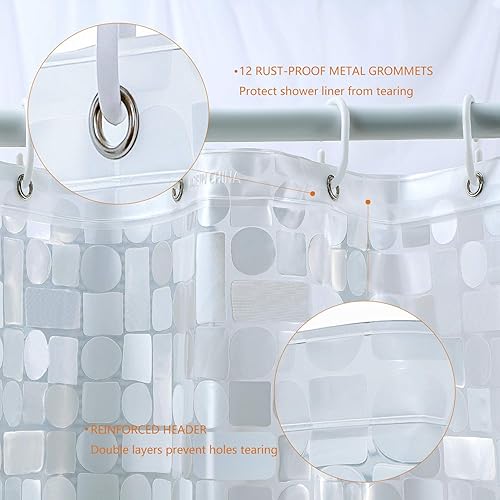 Miniatura 2 de WELTRXE Cortina de ducha extra larga, 72 x 78 pulgadas, EVA 8G, cortina de ducha de plástico impermeable con 3 imanes, resistente, sin olor, sin