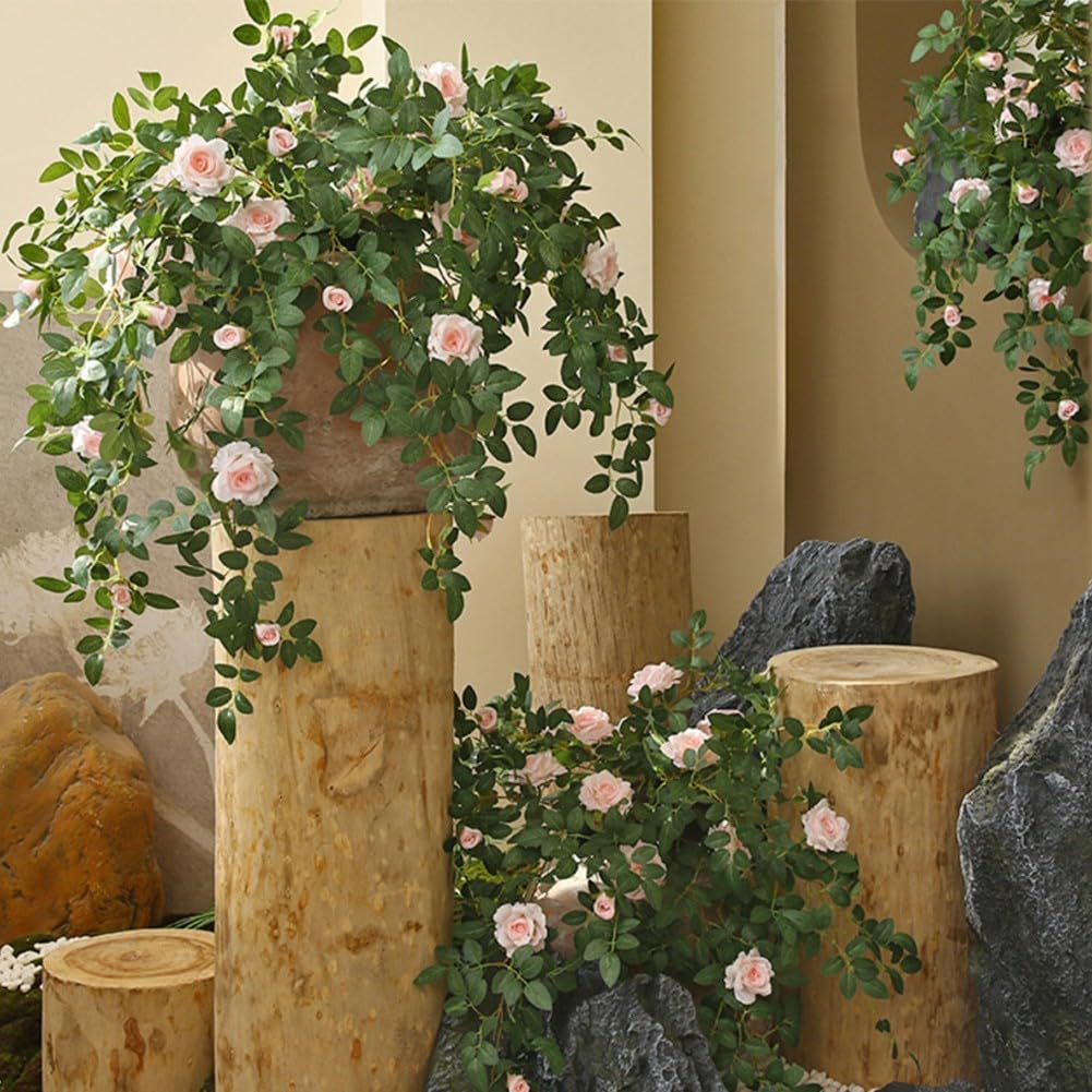 Guirnalda de rosas artificiales de 66 cm para decoración en bodas y arcos de jardín de seda