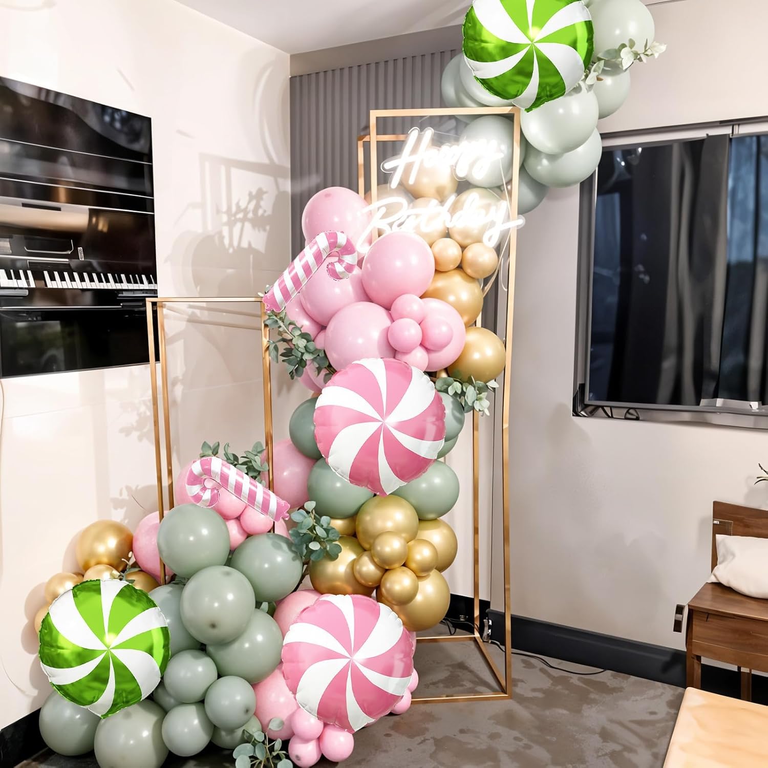 Nutcracker Christmas Balloon Garland Arch Kit, 112Pcs Green Pink and White Gold Latex Balloons with Candy Cane Mylar Foil Christmas Balloon for Girls Xmas Birthday New Year Candyland Party Decorations - Image 7