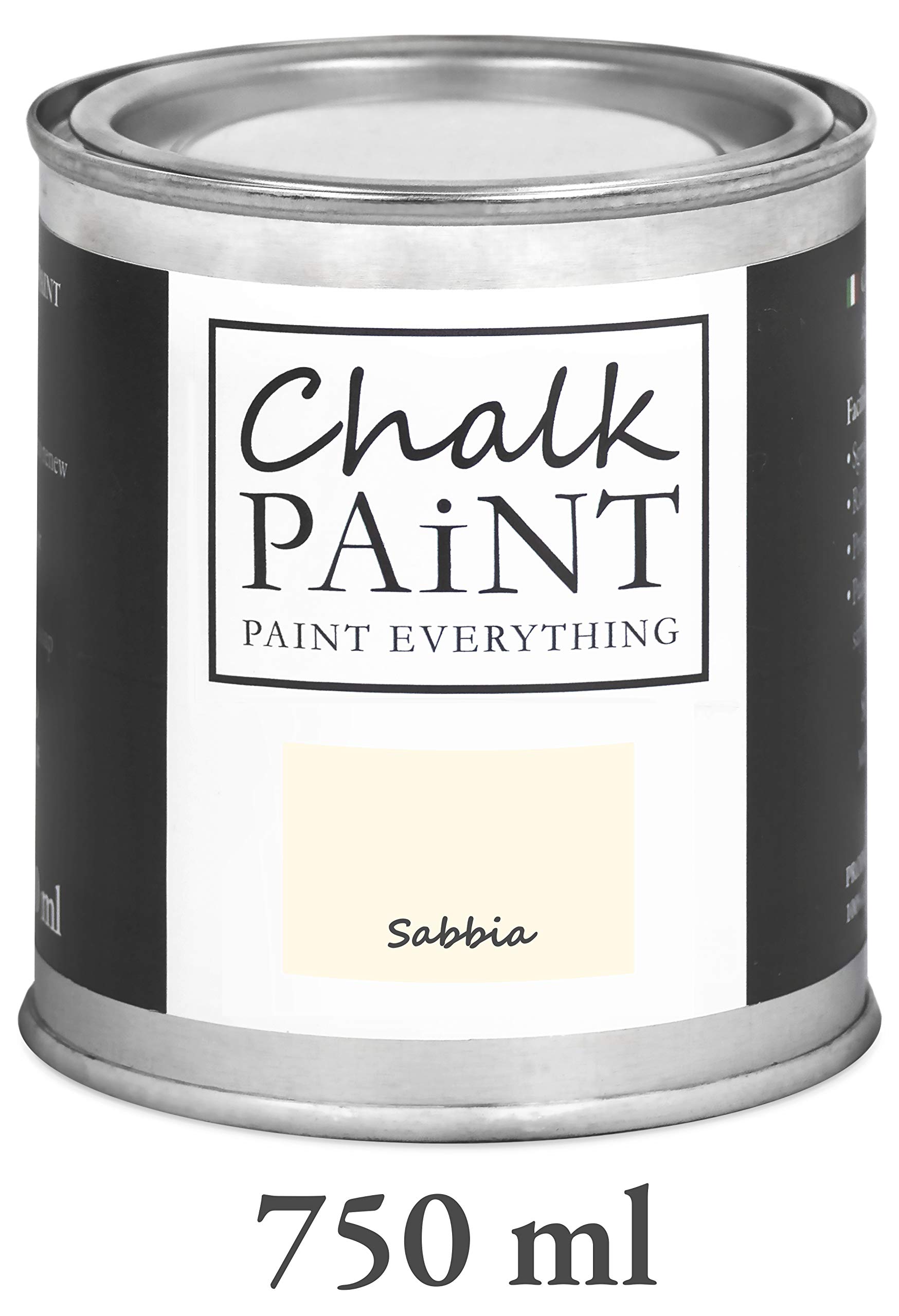 CHALK PAINT EVERYTHING Sabbia & FINITURA + PENNELLO - Kit Pronto Vernicia e Proteggi (750 ml Colore + 250 ml Finitura + Pennello Professionale 40 mm)