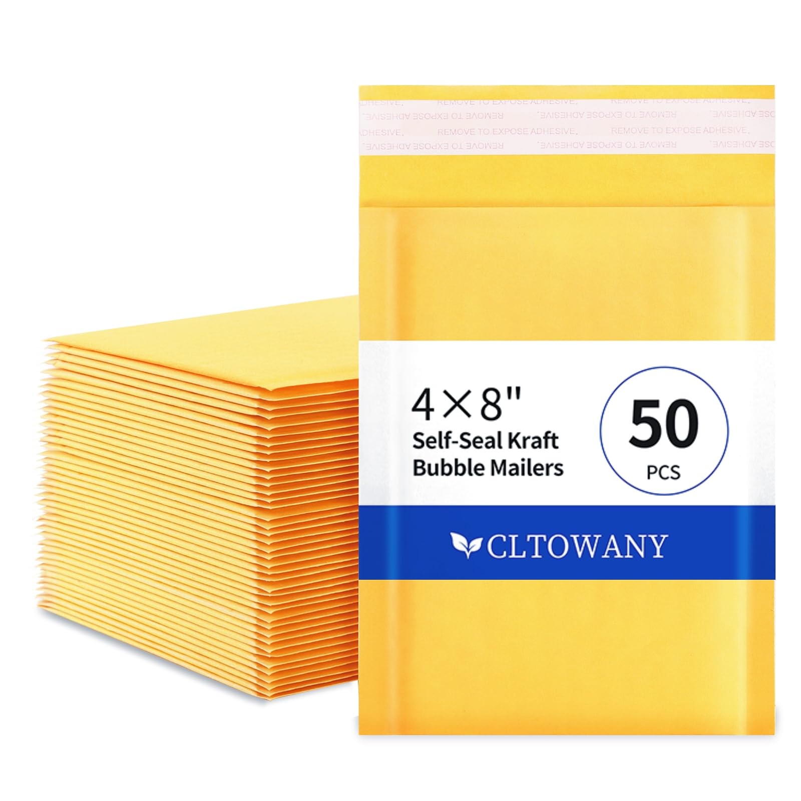 Cltowany Small Padded Envelopes 4×8' Inch 50 Pack padded mailers Self-Sealing Paper Envelopes for Shipping,Mailing,Packaging,Strong Adhesion Envelope