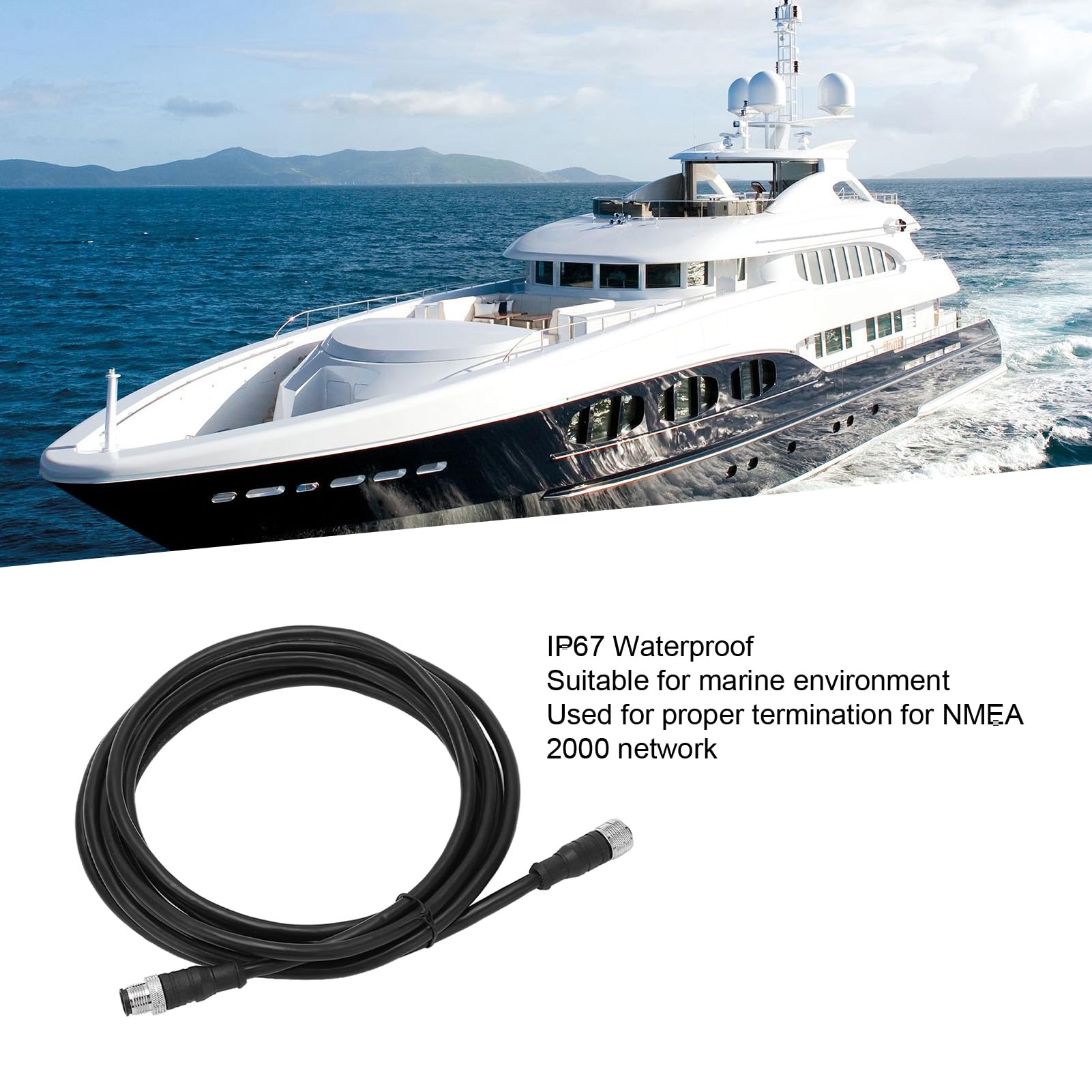 3 Meter NMEA 2000 Backbone Cable, High Reliability Marine Cable with Tee Connector, IP67 for Lowrance Networks, Premium ABS Material