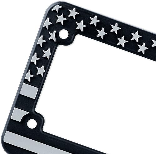 Miniatura 7 de Soporte para placa de matrícula de motocicleta con bandera estadounidense. Letra elevada 3D (negronegro)