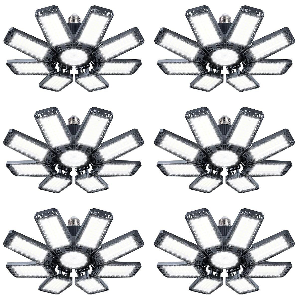 TOPAUBUB Garage Light 220W LED with 8+1 Deformable Panels, 22000LM, 6500K,