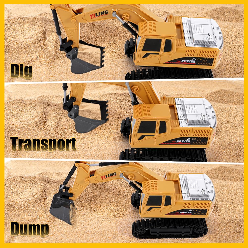 Excavadora Teledirigido Excavadora Tractor de Juguete, 1: 20 Excavadoras Vehículo de Construcción Juegetes 9 Canales Excavadoras RC Coches de Juguete Nniños 3 4 5 6 7 8 Años