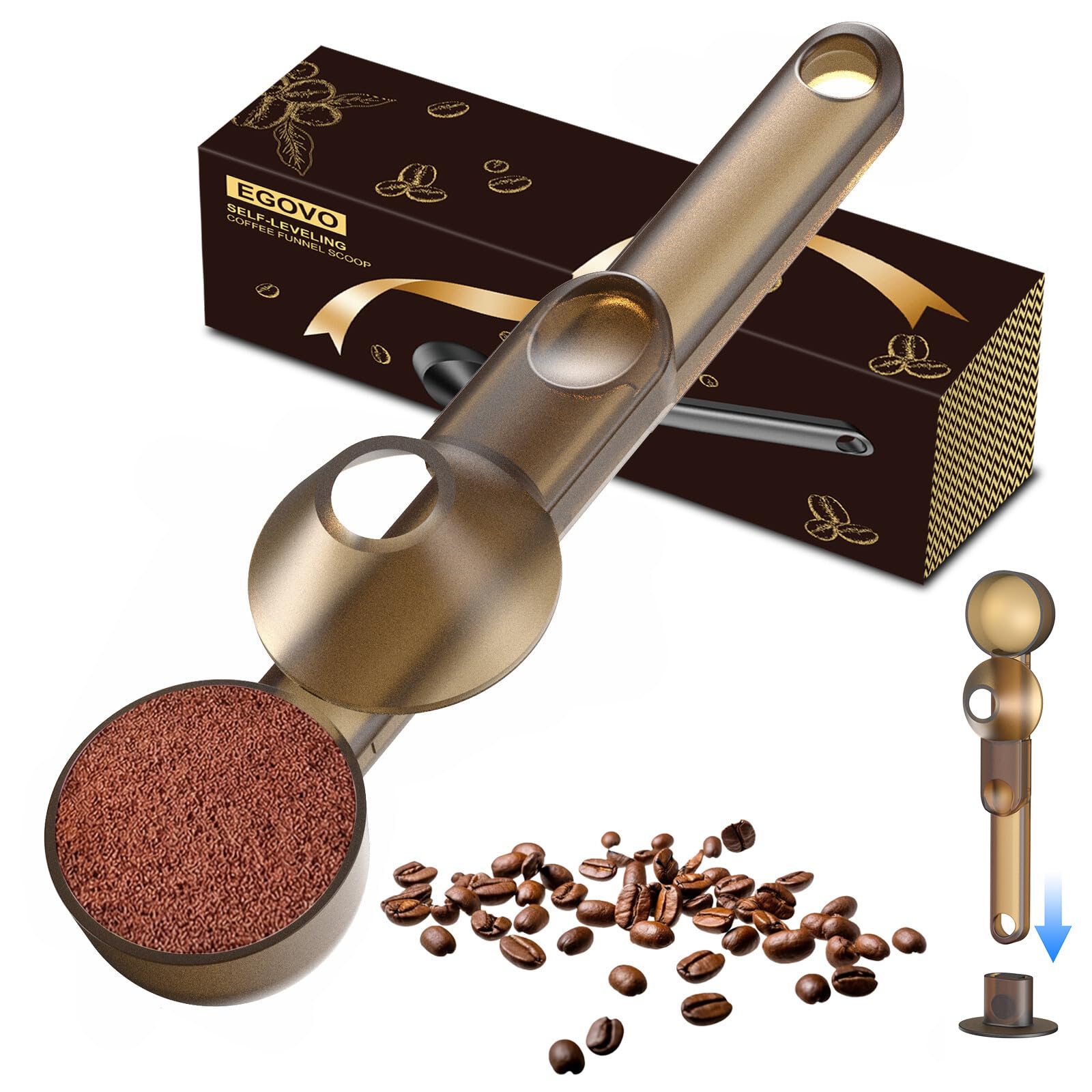 Coffee Scoop with Funnel for Reusable K Cup, 2 TBSP Measuring Spoon