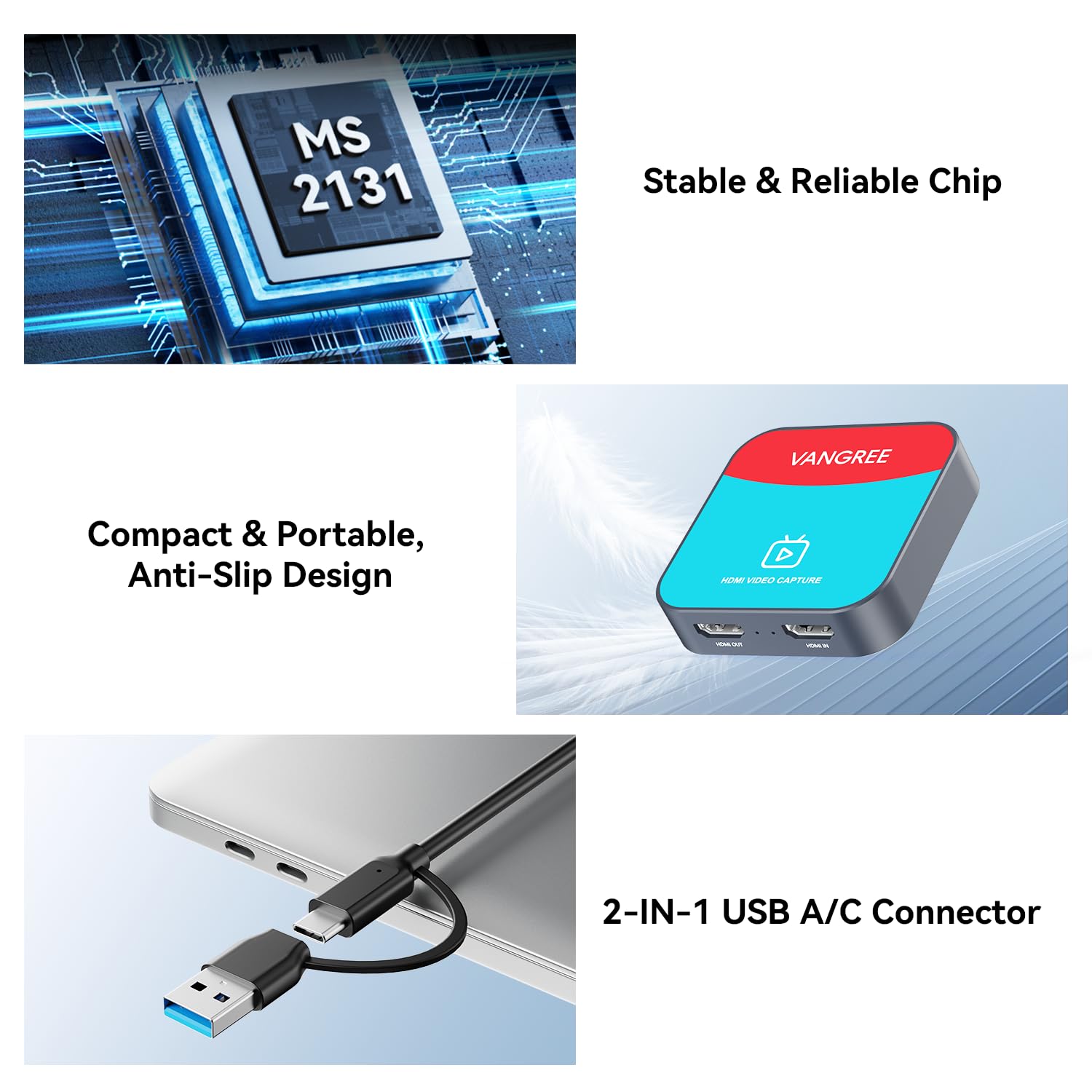 VANGREE Tarjeta de captura para Nintendo Switch, tarjeta de captura de audio y video 4K, USB C 3.0 1080P 60FPS grabadora HDMI para juegos/transmisión en vivo/videoconferencia, funciona para Nintendo