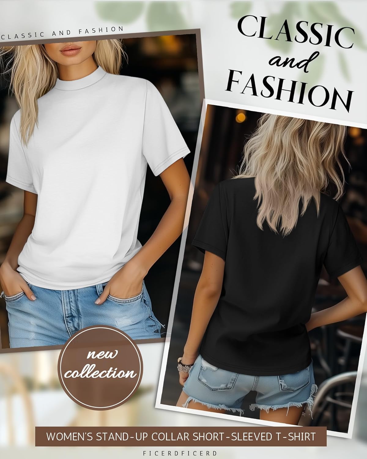 Ficerd 4 Pack Women's Mock Turtle Neck Shirts, Dressy Casual Short Sleeve Basic Top Slim Fit Stretch Trendy Tees - Image 4