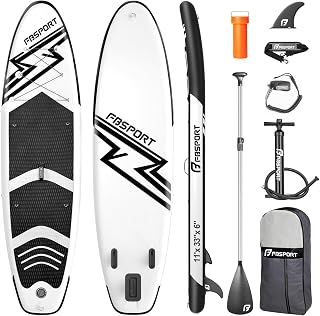 FBSPORT Aufblasbares SUP Board, Stand Up Paddling Board, Aufblasbare Stand Up Paddle Board für Stand-Up Paddling 15CM Dick, Surfbrett Kit mit Verstellbares Aluminium SUP Paddel+Pumpe