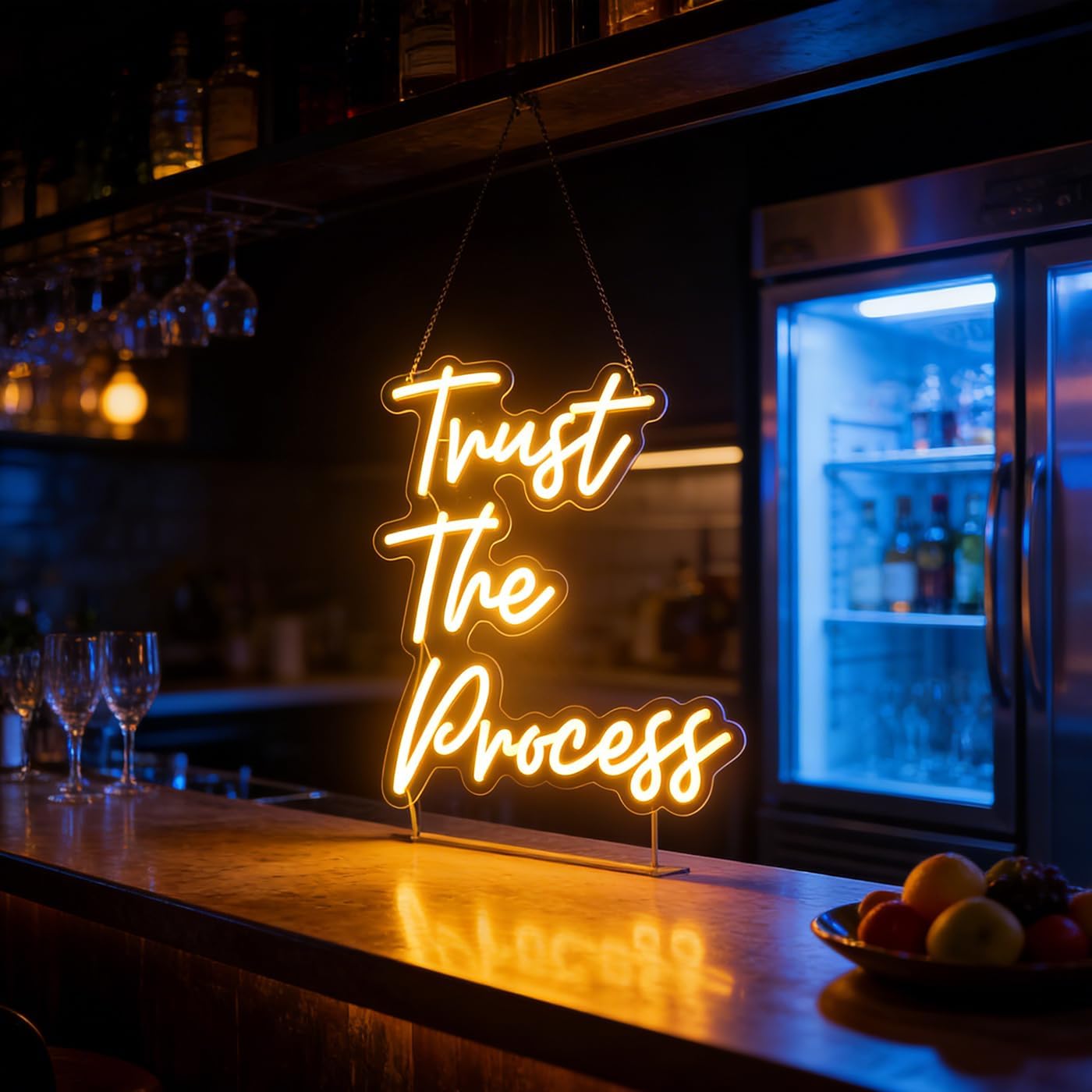 "Trust The Process" LED Neon Sign Word/Letters USB Powered Neon Lights for Kid's Room Home Art Wall Decor ​Window Living Room Decor Christmas Birthday Gift(warm white)