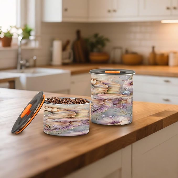 ALAZA Seahorse Flower Blossom Hipster Coffee Canister 30oz miniatura 2