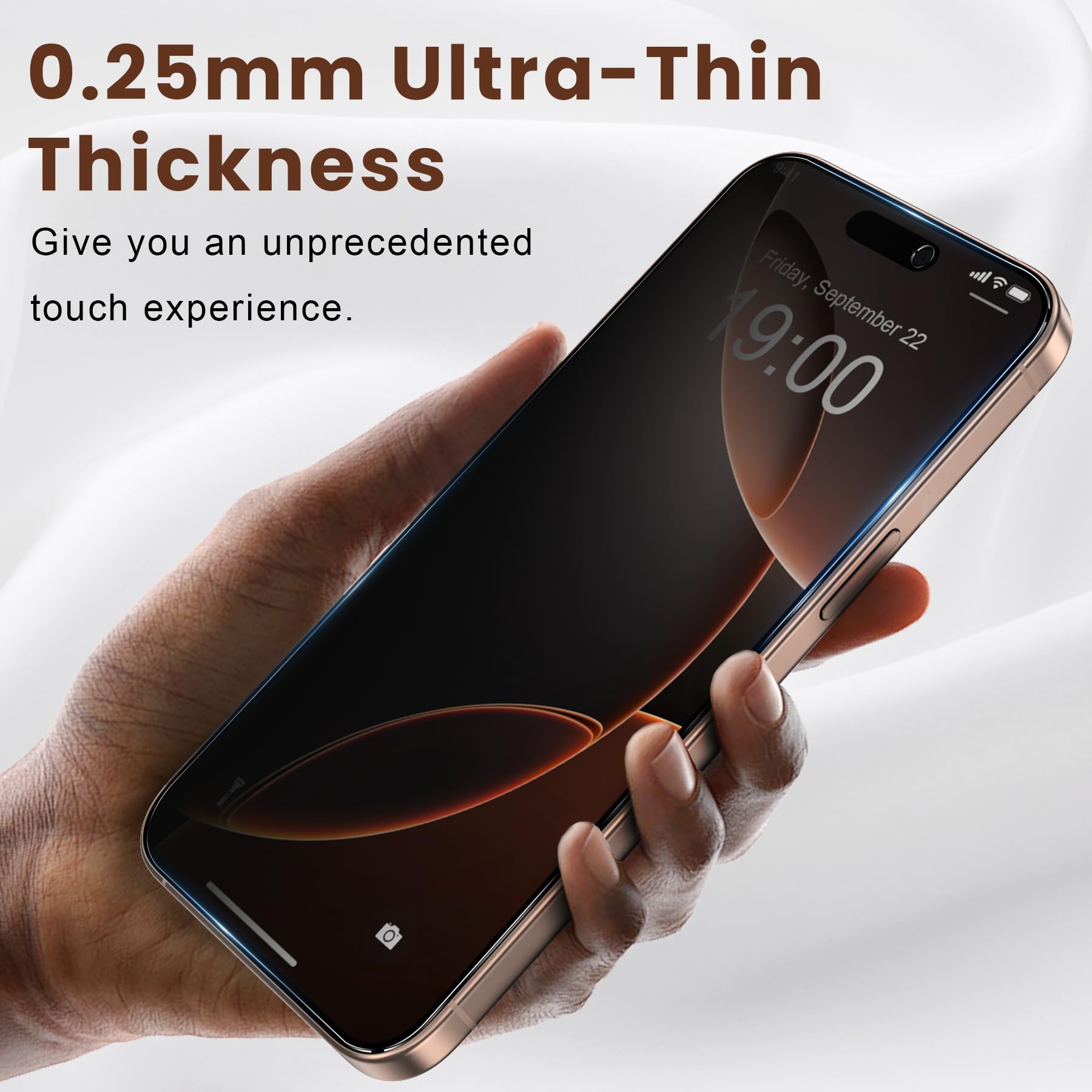 Fotbor Protector de pantalla para Apple iPhone 16 Pro True 23° con marco de instalación 3S, funda invisible amigable con vidrio templado 9H+, 2 unidades, 16 Pro de 6.3 pulgadas