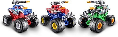 Miniatura 6 de Metal Machines Monster Truck Wars (T-Rex) de ZURU, vehículo de juguete que ilumina y hace sonidos, arma combustible, baterías incluidas, juguetes de