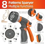 SPECILITE Couche de jardin 50 ft x 5/8 en conduite d'eau robuste, flexible et légère avec buse, bourre 600 psi, caoutchouc hybride Kink-Less avec raccords en laiton de 3/4"