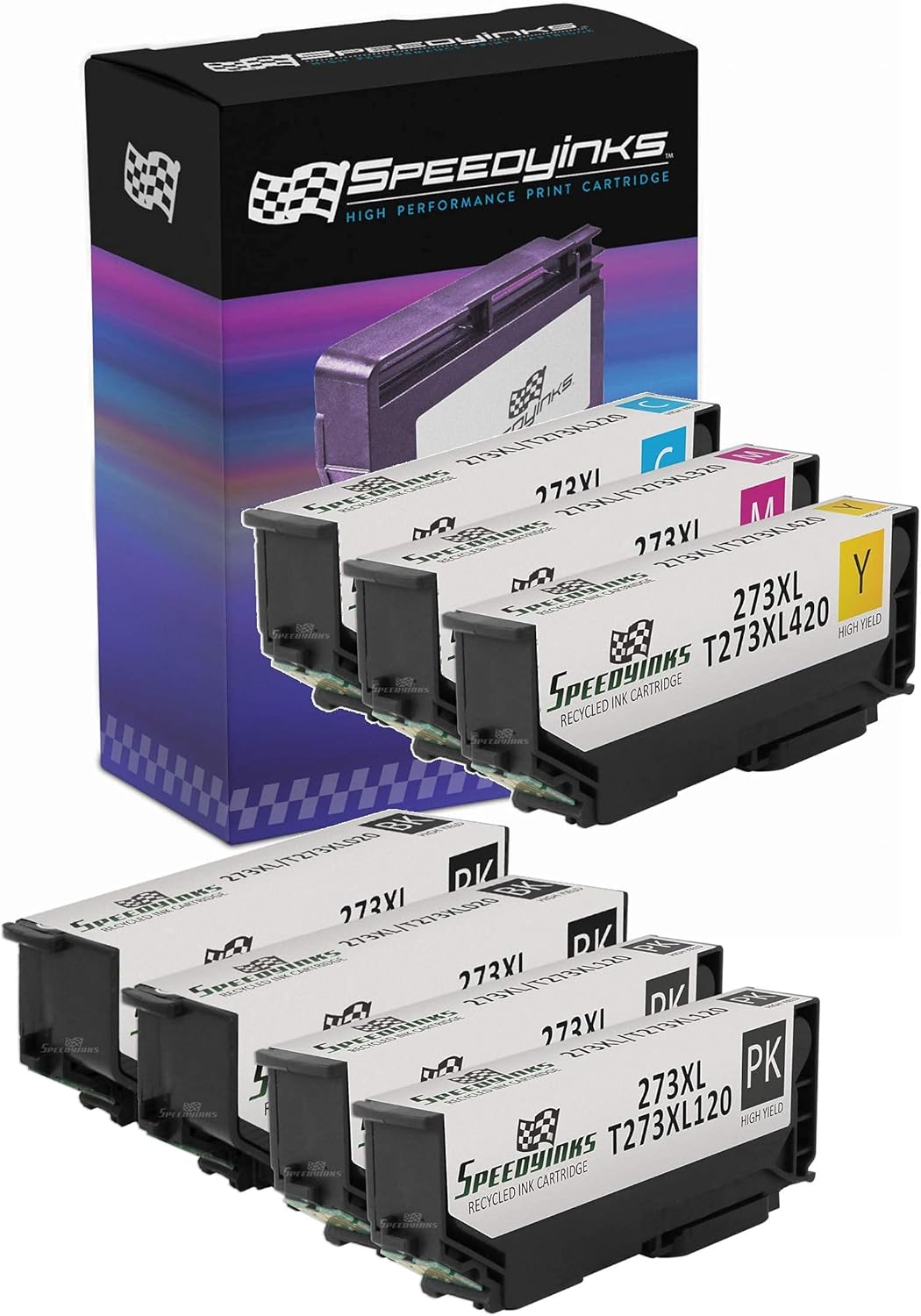 SPEEDYINKS Remanufactured Ink Cartridge Replacements for 273XL T273XL High Yield (2 Black 2 Photo Black 1 Cyan 1 Magenta 1 Yellow 7Pk) Compatible with XP-520 XP-610 XP-620 XP-810 XP-820 XP-600 XP-800