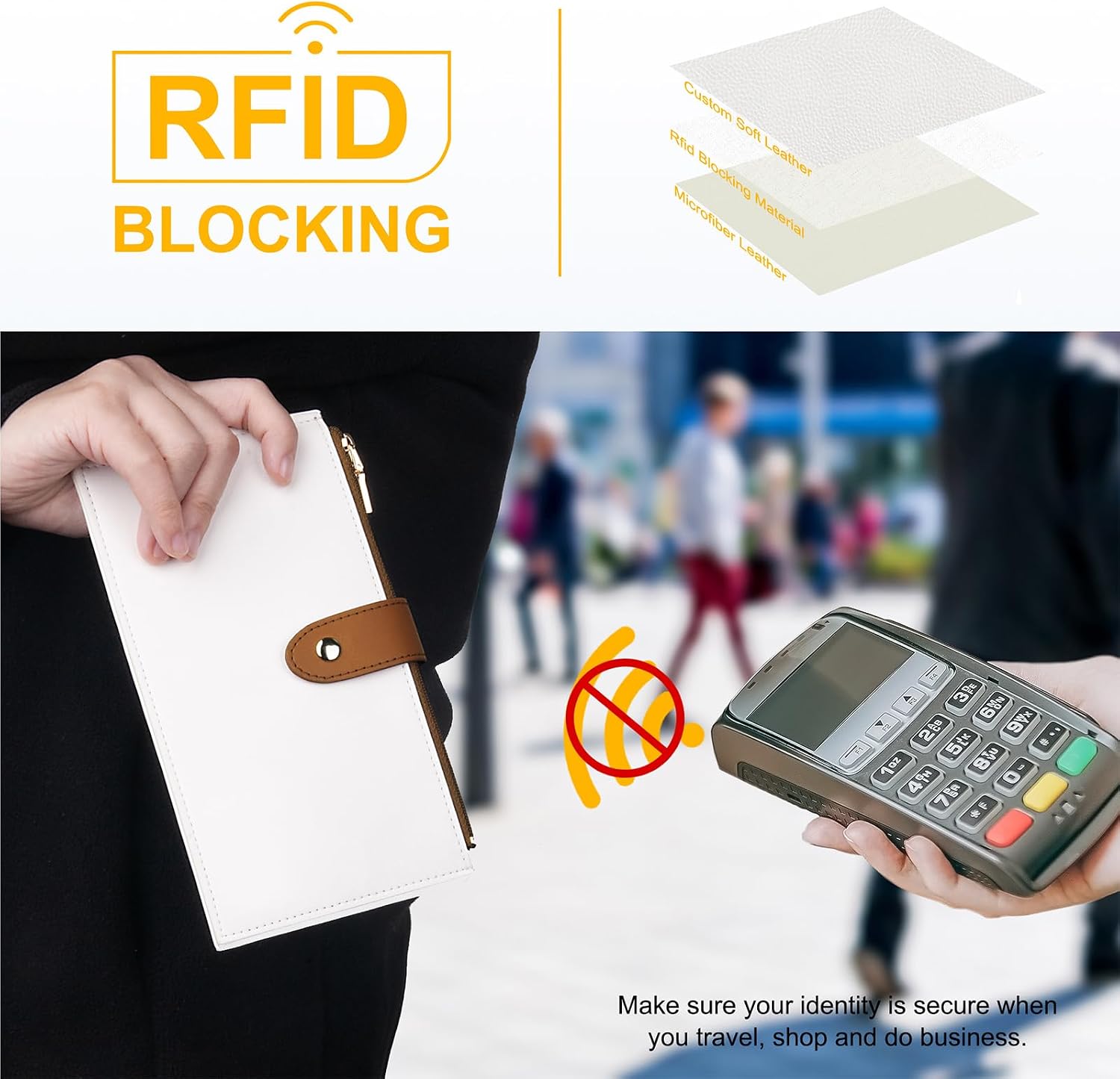 Travelambo RFID Wallet Women Large Size Bifold Multi Card Wallet Case with Zipper Pocke Credit Card Holder for Women image 4