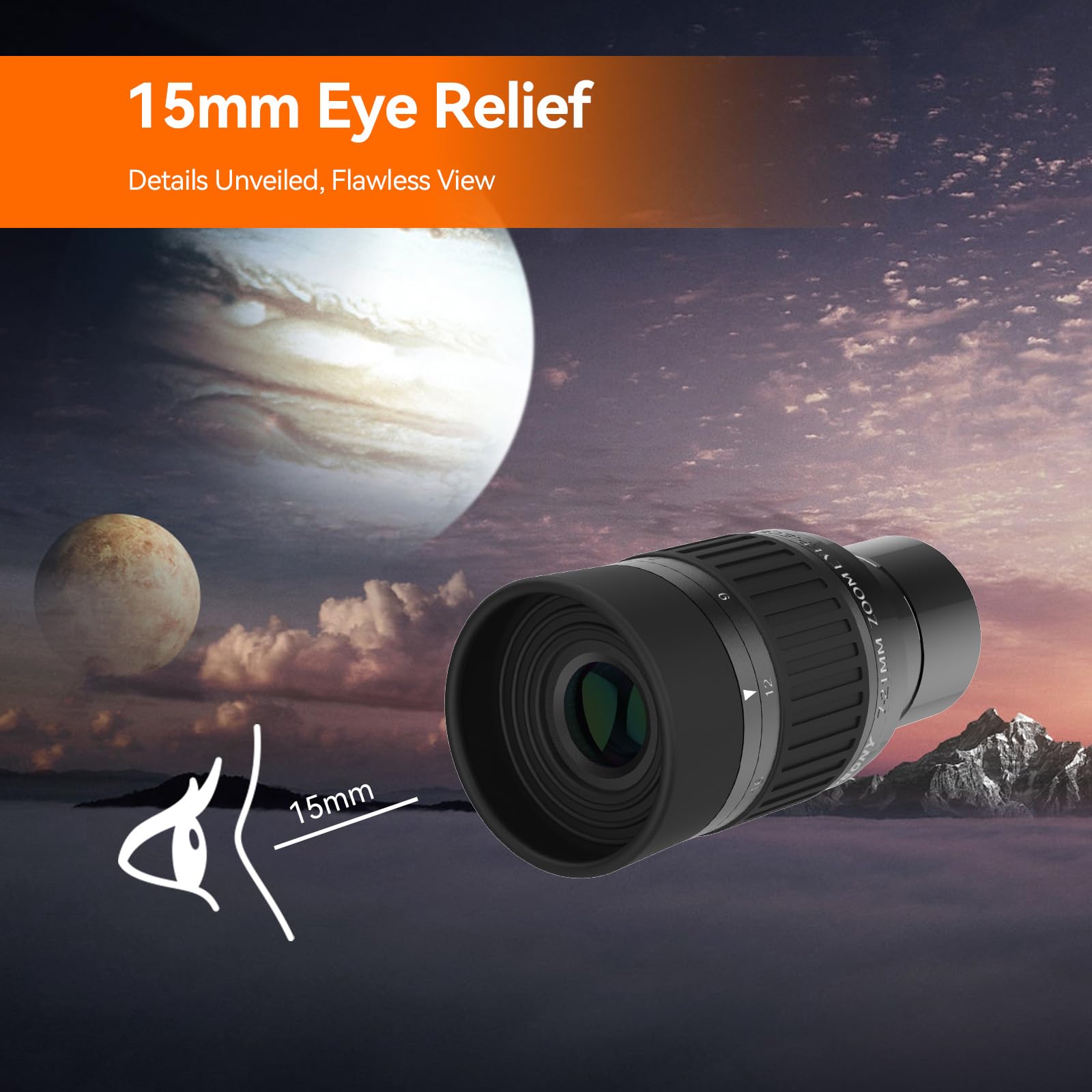 SVBONY SV135 - Ocular de zoom, zoom de 7 a 21 mm, ocular de telescopio de 1.25 pulgadas, accesorios de telescopio de grupo de 7 elementos para telescopios astronómicos visuales