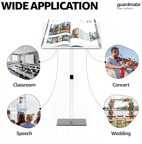 Miniatura 5 de Soporte clásico de atril de podio acrílico  Ángulo portátil e inclinación ajustable  Multifuncional para iglesia, púlpito para concierto, soporte de
