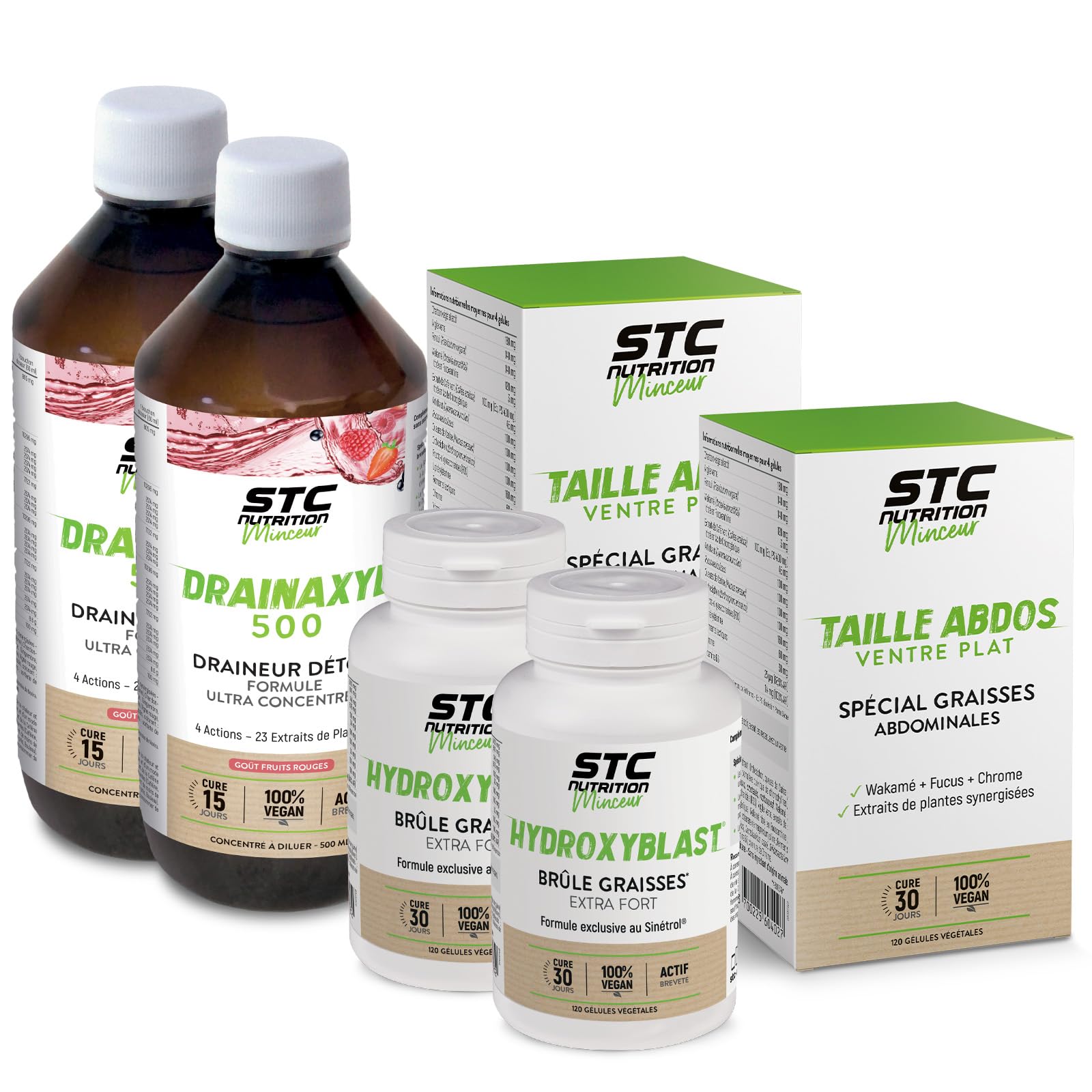 STC Nutrition Pack Minceur Accélérée silhouette fine goût fruits rouges | Drainage, anti-calories, contrôle du poids, silhouette fine et tonique, rétention d'eau, cure de 2 mois