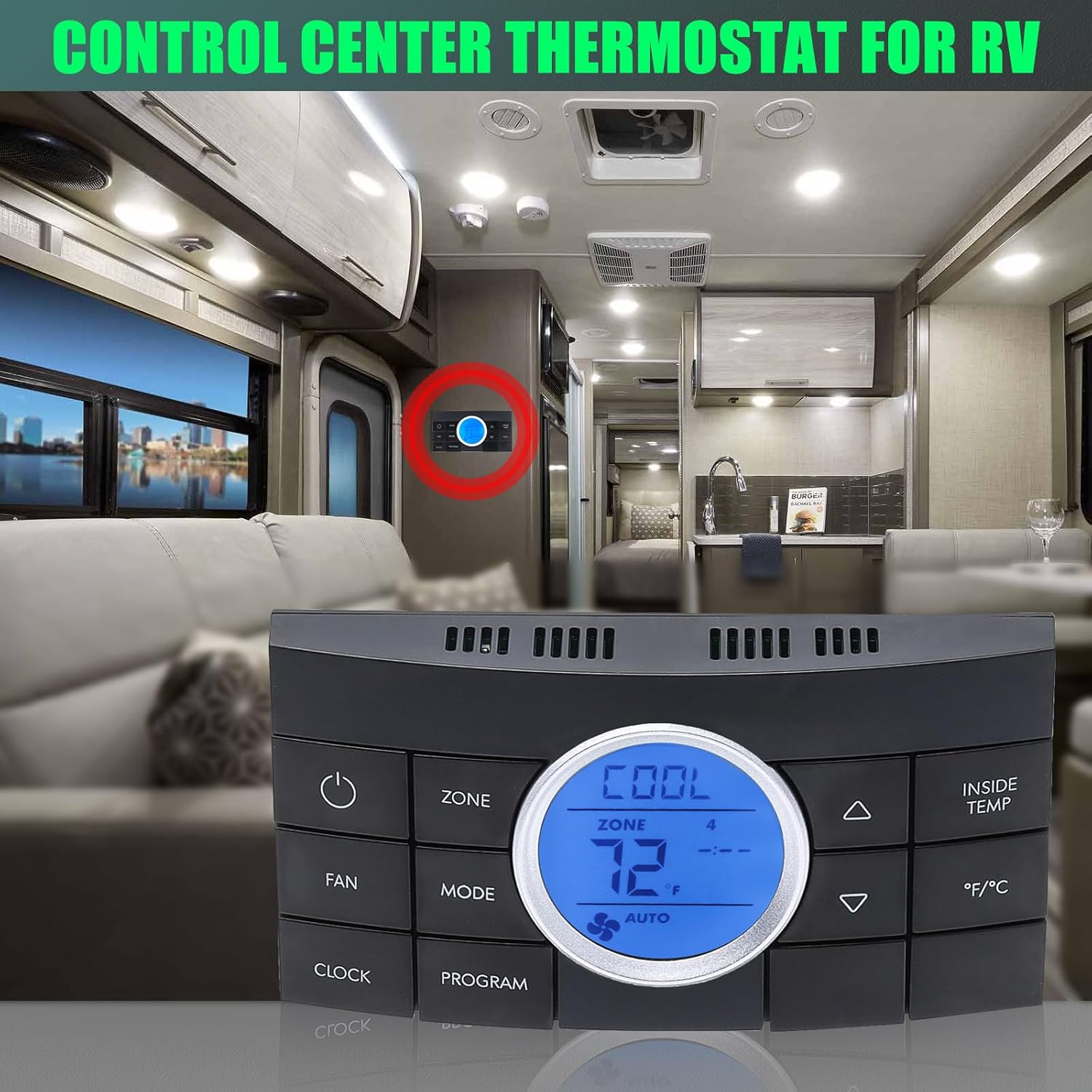 Black 3314082.000 Multi-Zone Comfort Control Center RV Thermostat for Dometic Air Conditoner Series 579 595 6308 520 5305 6218XX 6318XX 6403XX 5403XX 6418XX 6518XX 457915 459516 459530 650815 550816