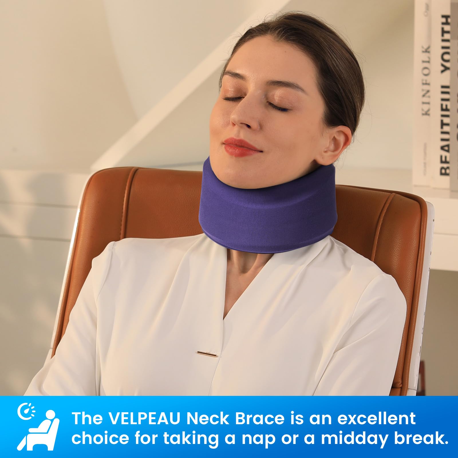 Velpeau Cervical Collar Neck Brace for Neck Pain and Strong Support, Blue L — Amazon image 5
