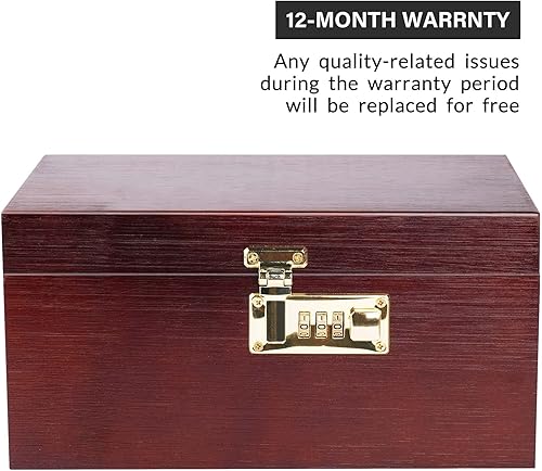 Miniatura 10 de OZCHIN Caja de bambú grande con cerradura de combinación Caja decorativa para almacenamiento de almacenamiento con cerradura para el hogar Caja de