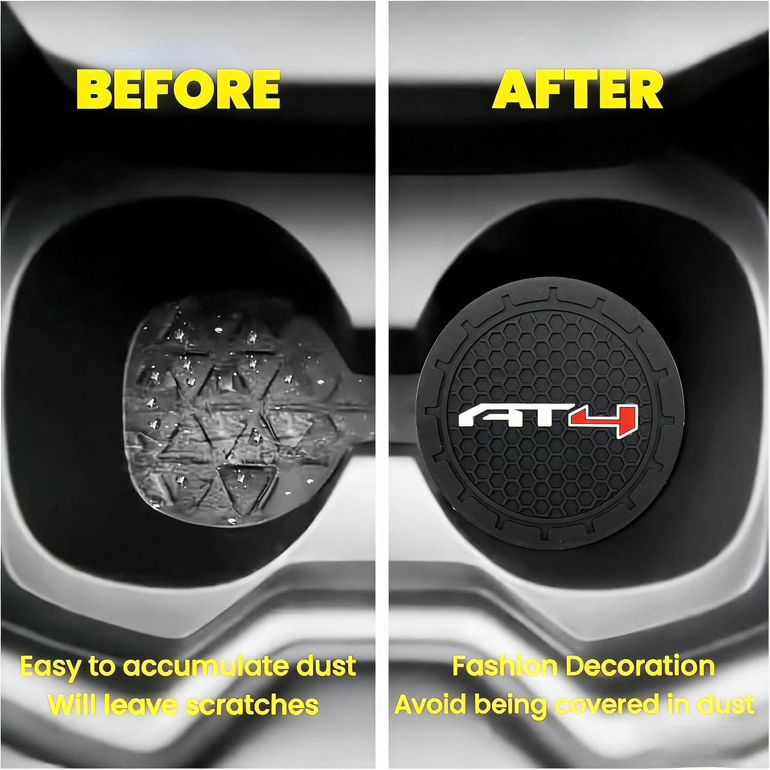 2 Pack GMC AT4 Car Cup Holder, Non-Slip Cup Coasters for Fashion car Interior Accessories,Decorative Car Cup Mat, Diameter 2.75 Inch
