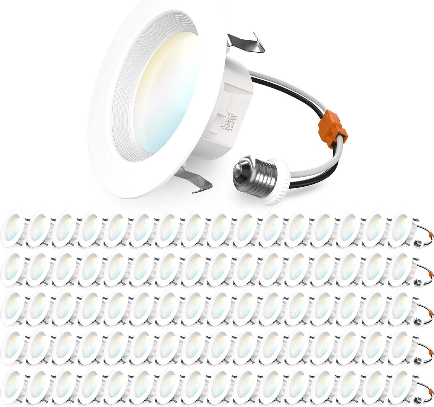 Sunco 80 Pack 4 Inch LED Recessed Lights, Retrofit Lighting LED Can Lights Downlight, 660LM, 2700K/3000K/3500K/4000K/5000K, Dimmable, Baffle Trim, 11W=60W, 50000 Lifetime Hours, Damp Rated UL