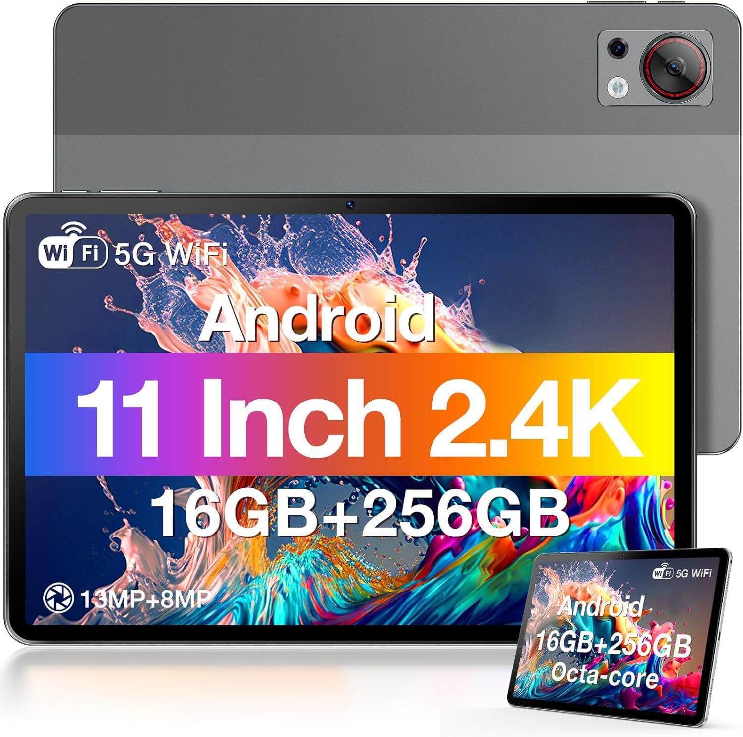 T30S Android Tablet 2.4K 11 Inch Tablet, Tablets with 16GB+256GB 1TB Expand, Octa-Core Gaming Tablet with 8580mAh Large Battery, 5G WiFi+4G LTE, 13MP+8MP, BT5.0 Gray