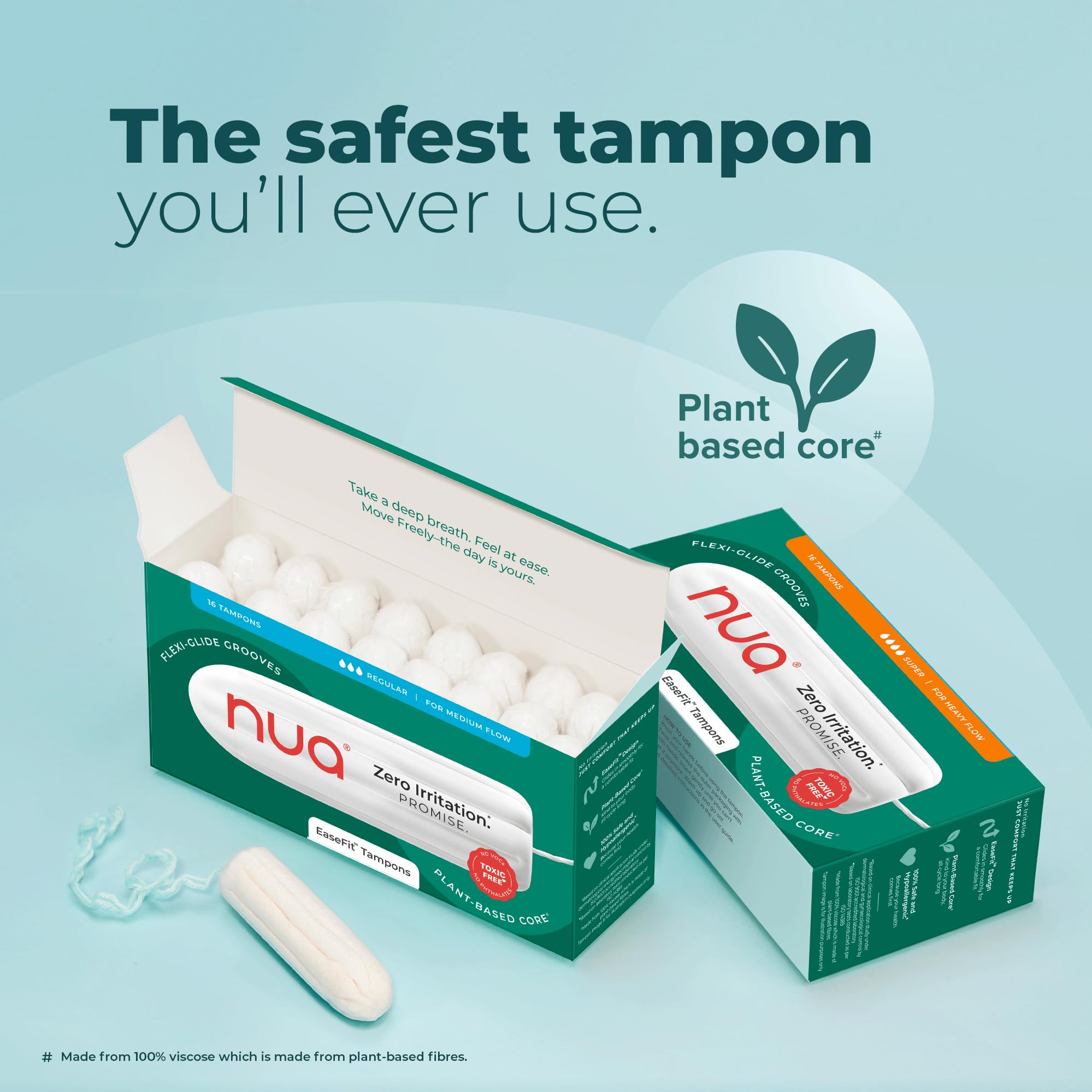 Nua EaseFit Tampons for Medium Flow | 16 Tampons | Gynaecologically Tested | Hypoallergenic | Rapid Absorption Core | Leak-Proof Protection
