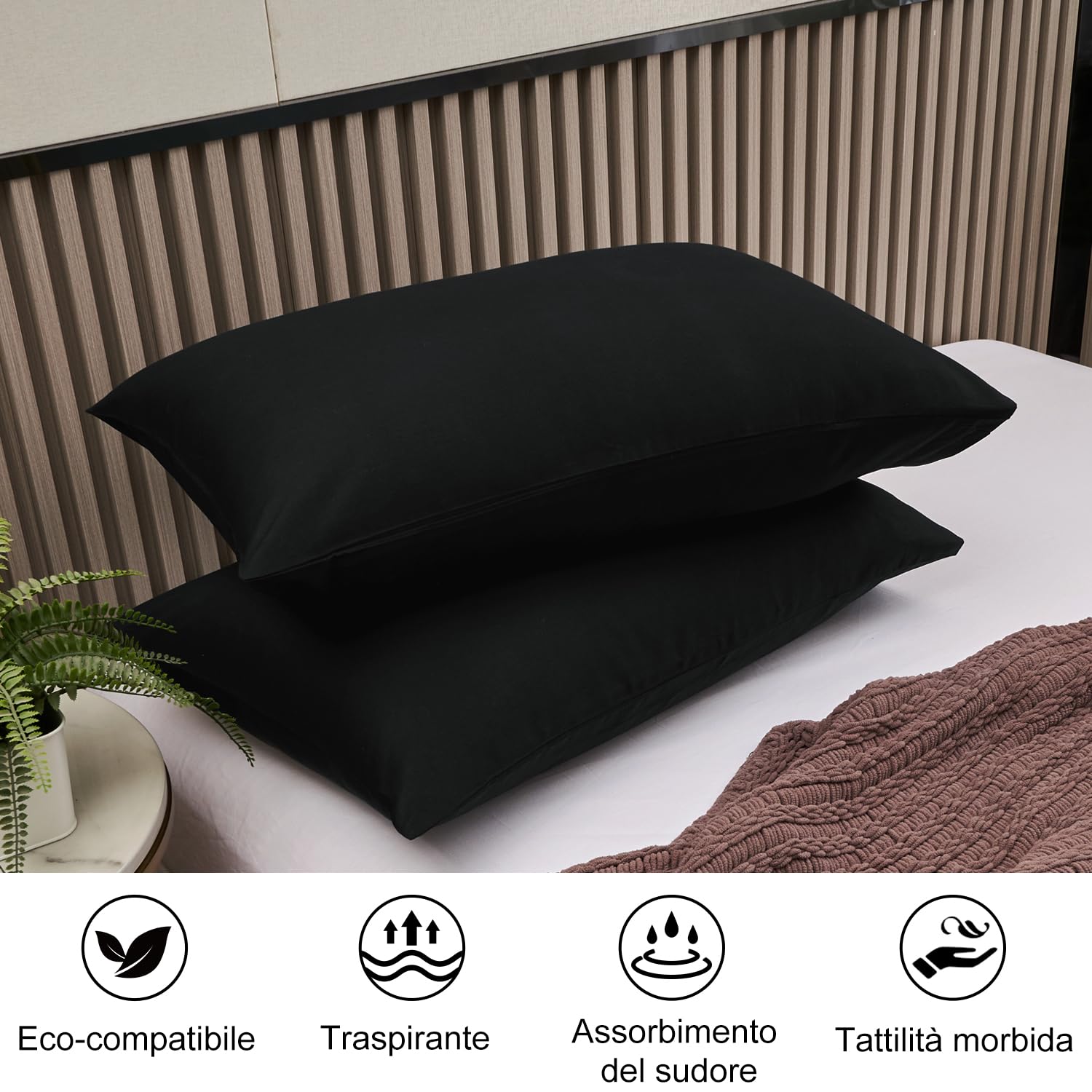 KONO Confezione Da 2 Federe In Poliestere Spazzolato Con Chiusura A Busta 40 X 80 Cm Lavabile In Lavatrice Antipiega E Traspirante Bianco Pillow 92958687