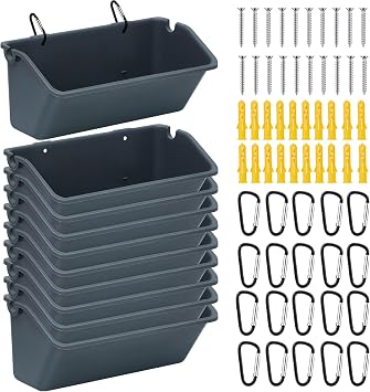 Wenqik 10 Pack Chicken Feeder,5 Quart Hanging Goat Waterer,Dark Gray