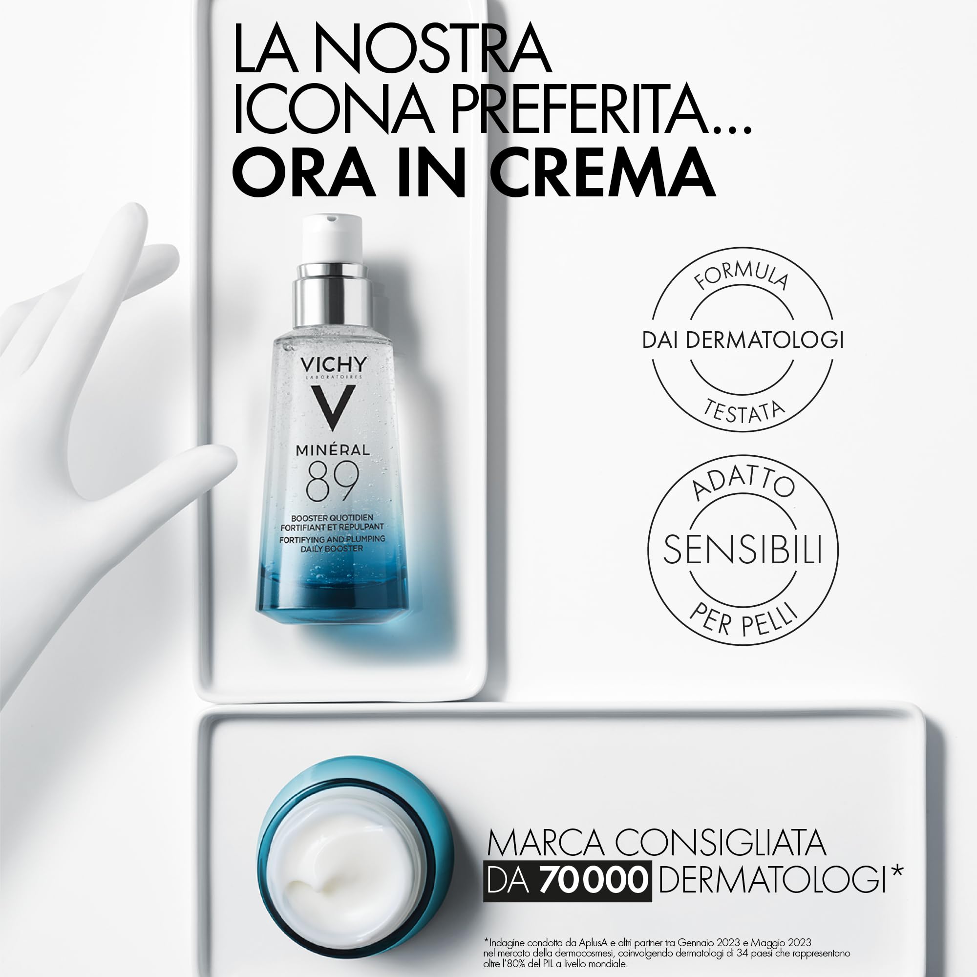 Crema Leggera Idratante Mineral 89 50ml con Acido Ialuronico e Squalene per Pelle Luminosa e Levigata fino a 72 Ore