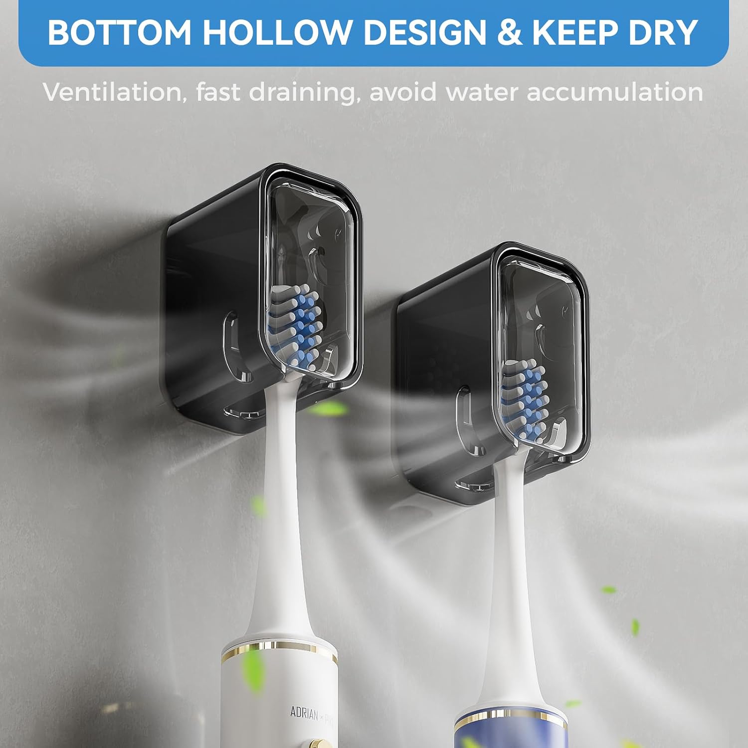 Toothbrush Holders for Bathrooms with Innovation Single Slot 2PCS