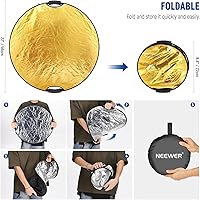 Vista 7 de NEEWER Reflector de luz de 22"/56cm con abrazadera y empuñaduras, 5 en 1 plegable multi disco reflector de fotografía